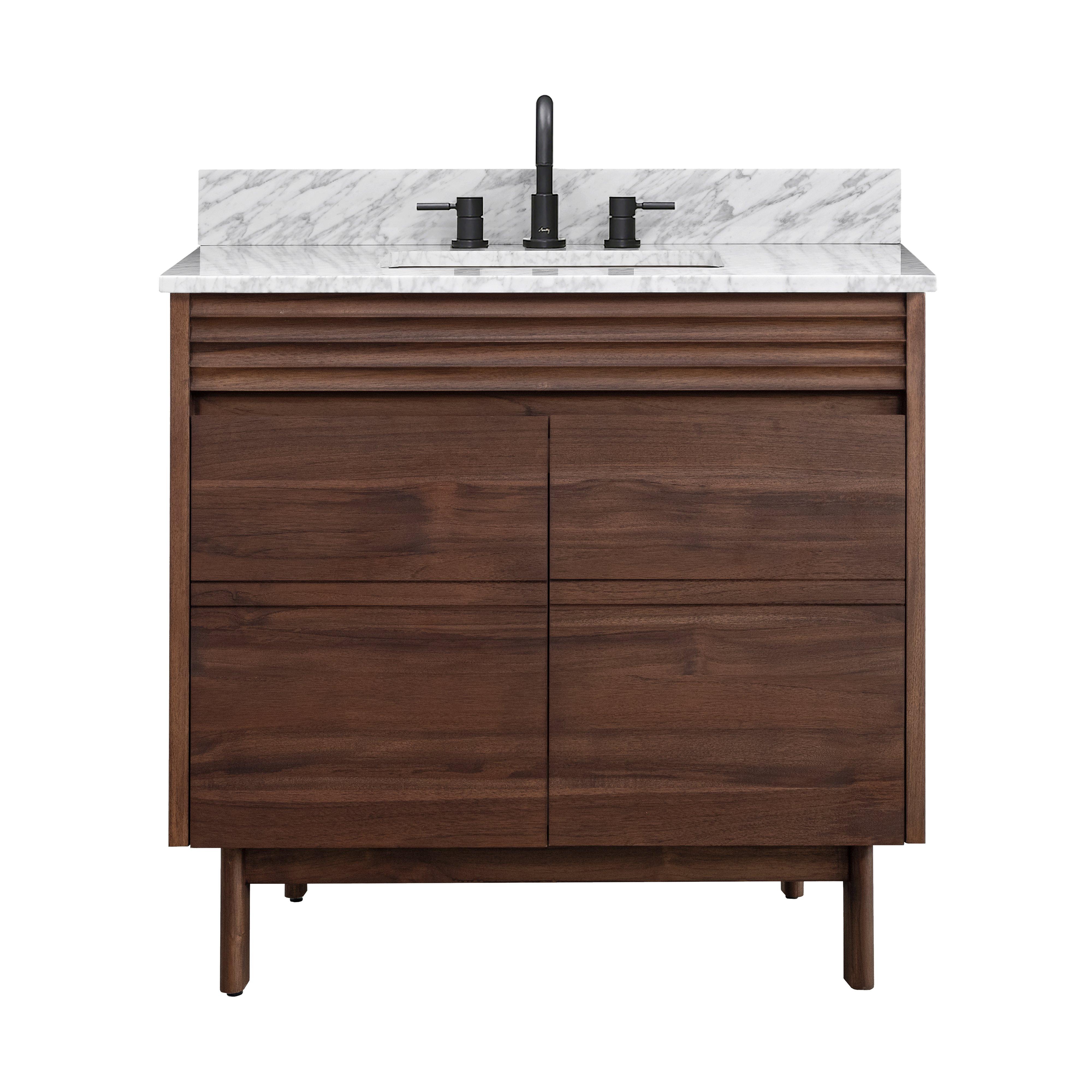 Chaval 37 in. Coffee Brown Vanity with Carrara Top