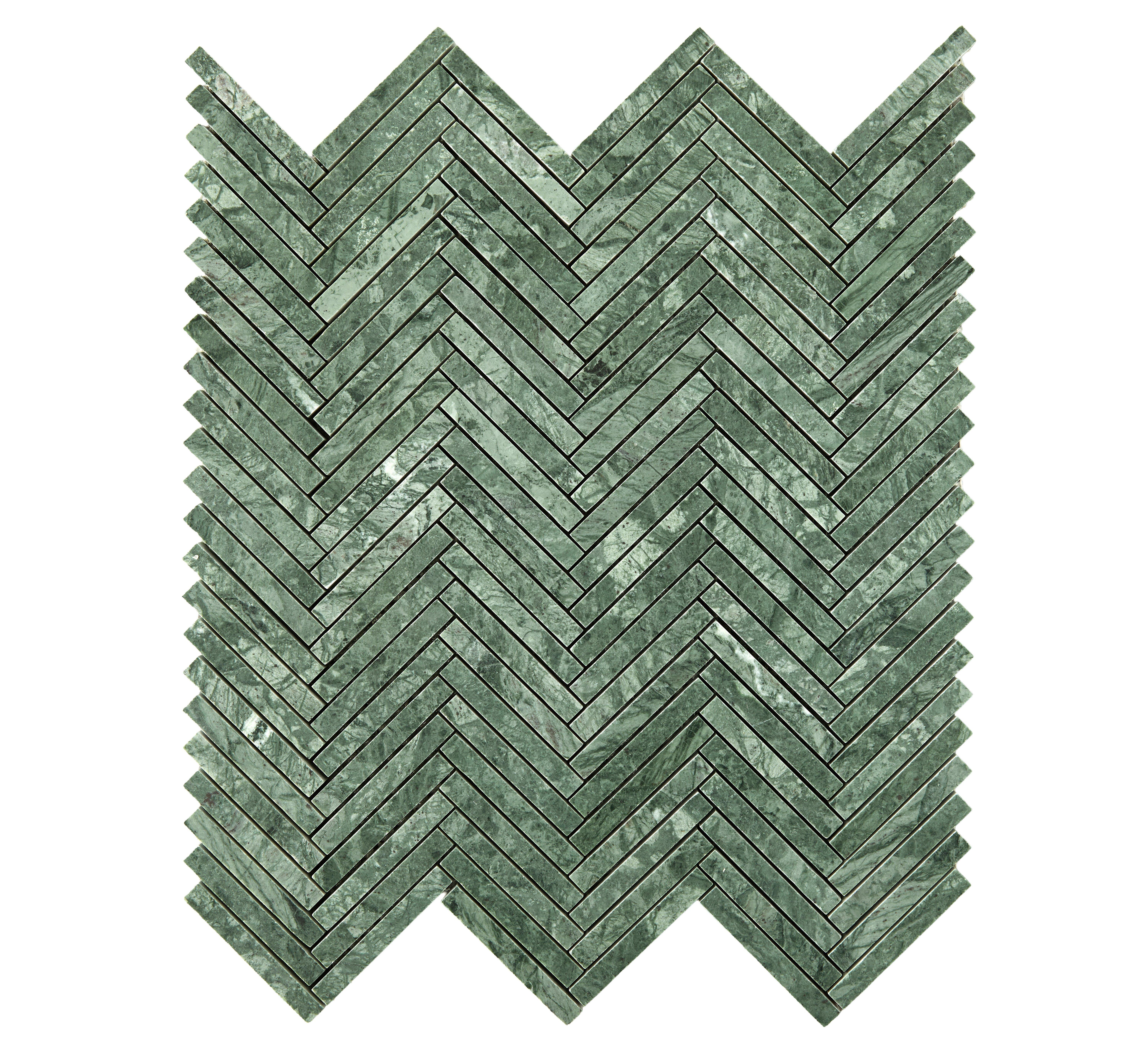 Raja Green Herringbone Honed Marble Mosaic