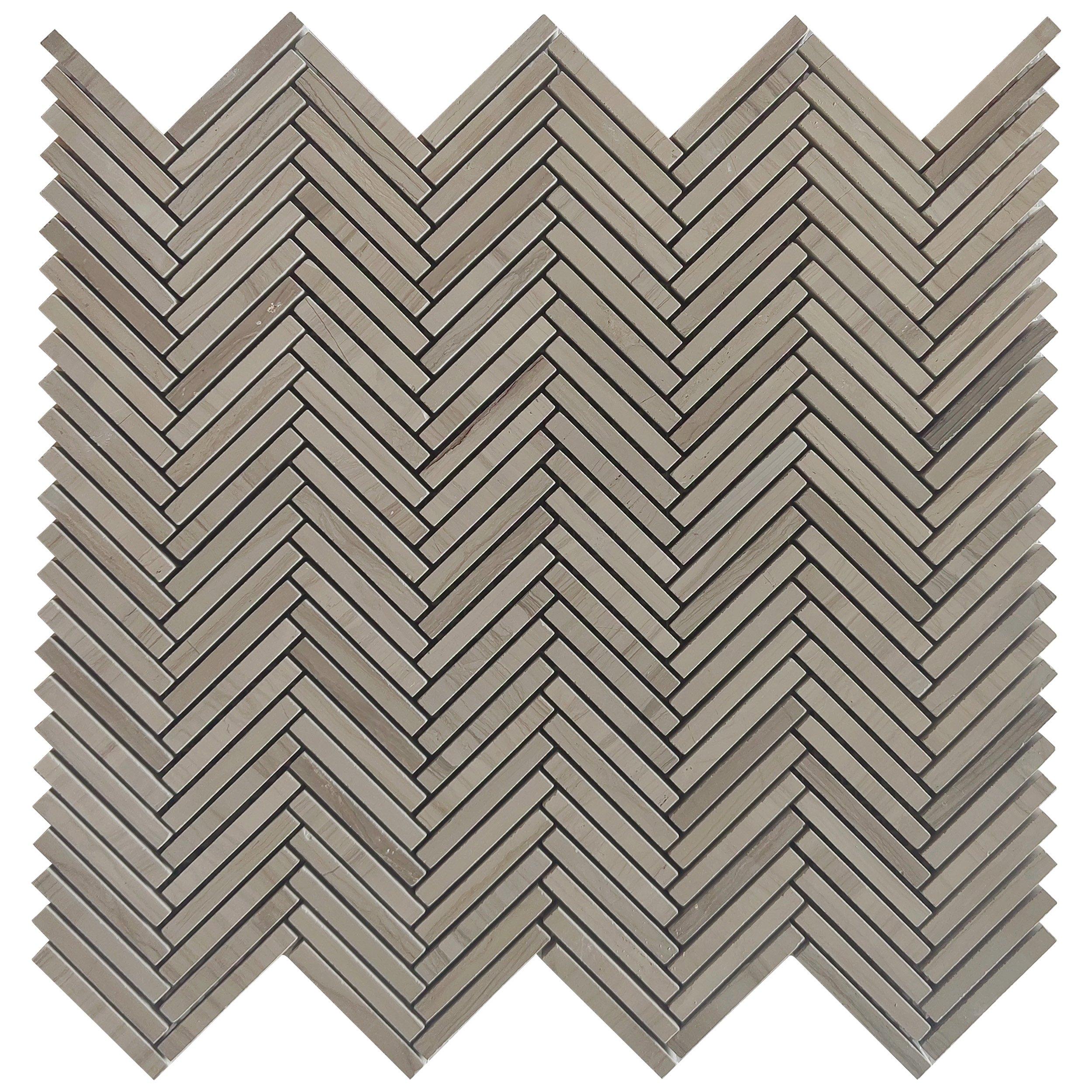 Mocha Herringbone Honed Marble Mosaic