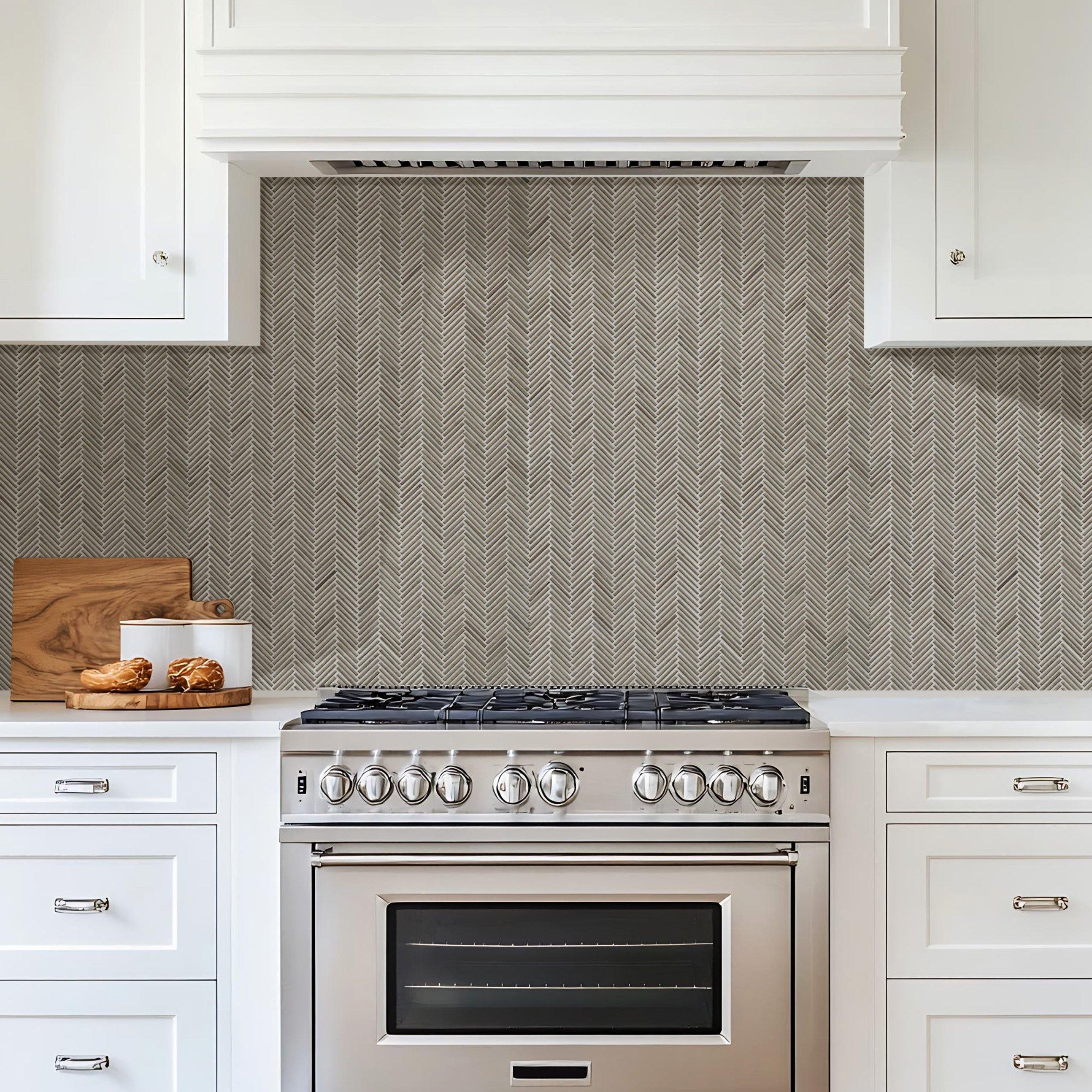 Mocha Herringbone Honed Marble Mosaic