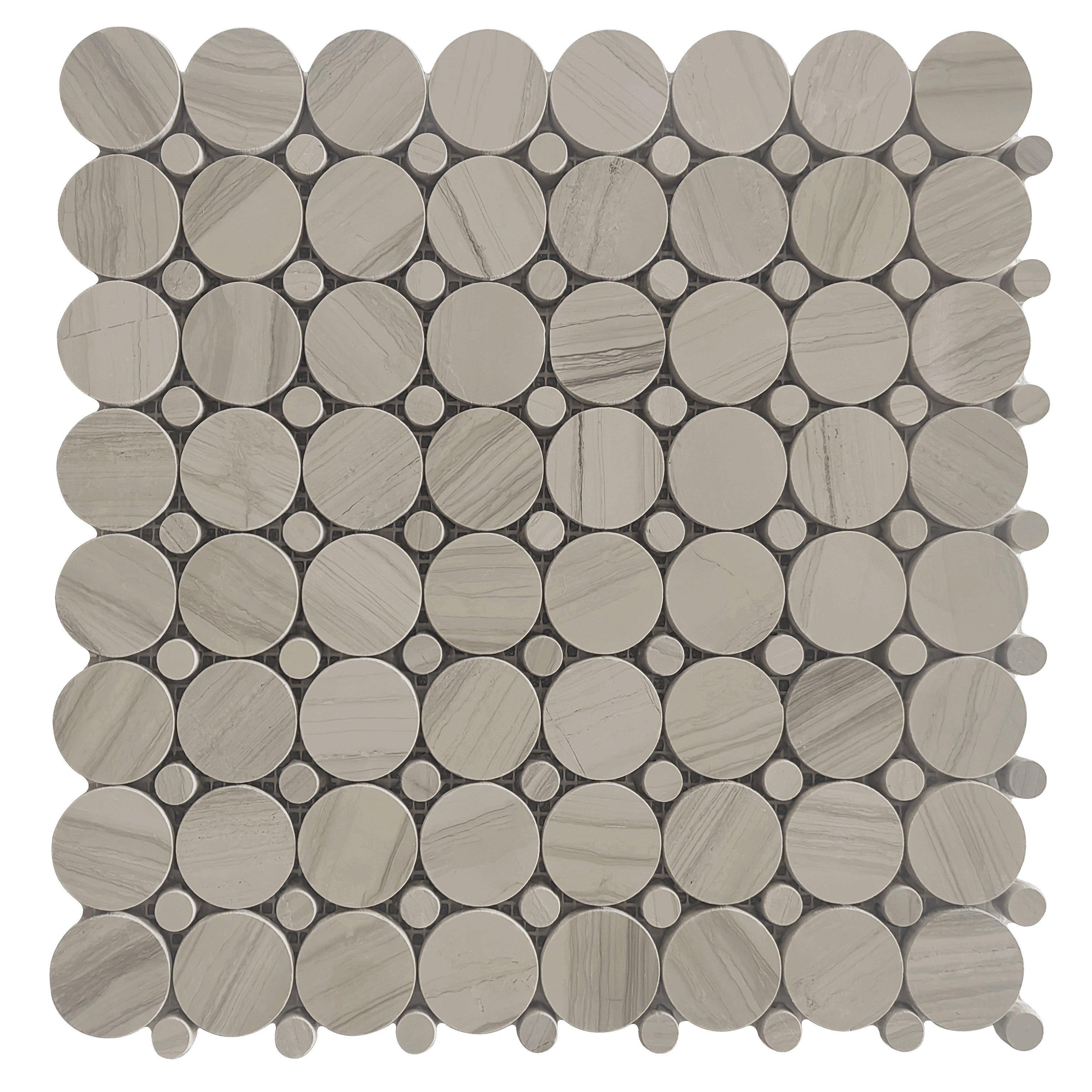 Mocha Circle Honed Marble Mosaic