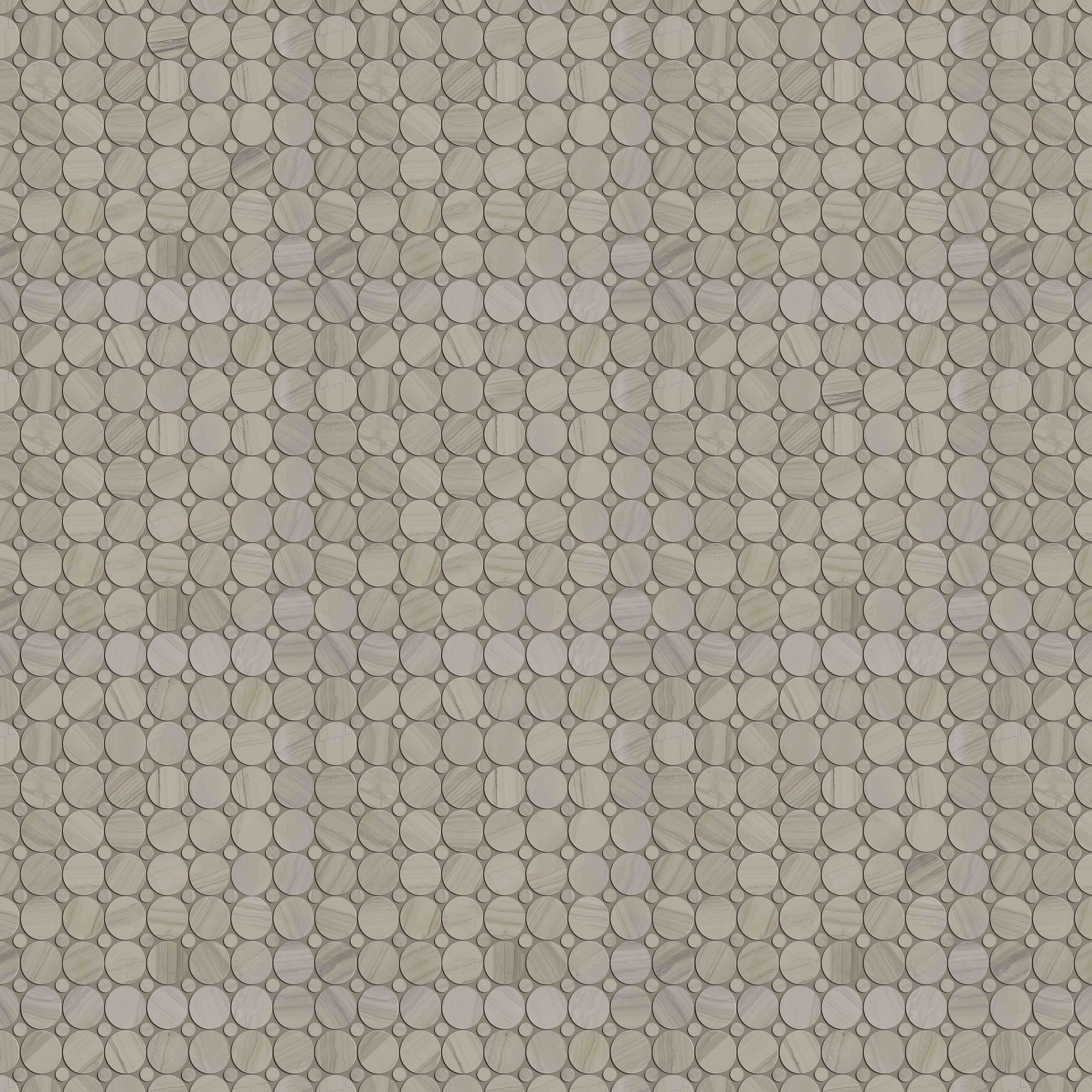 Mocha Circle Honed Marble Mosaic