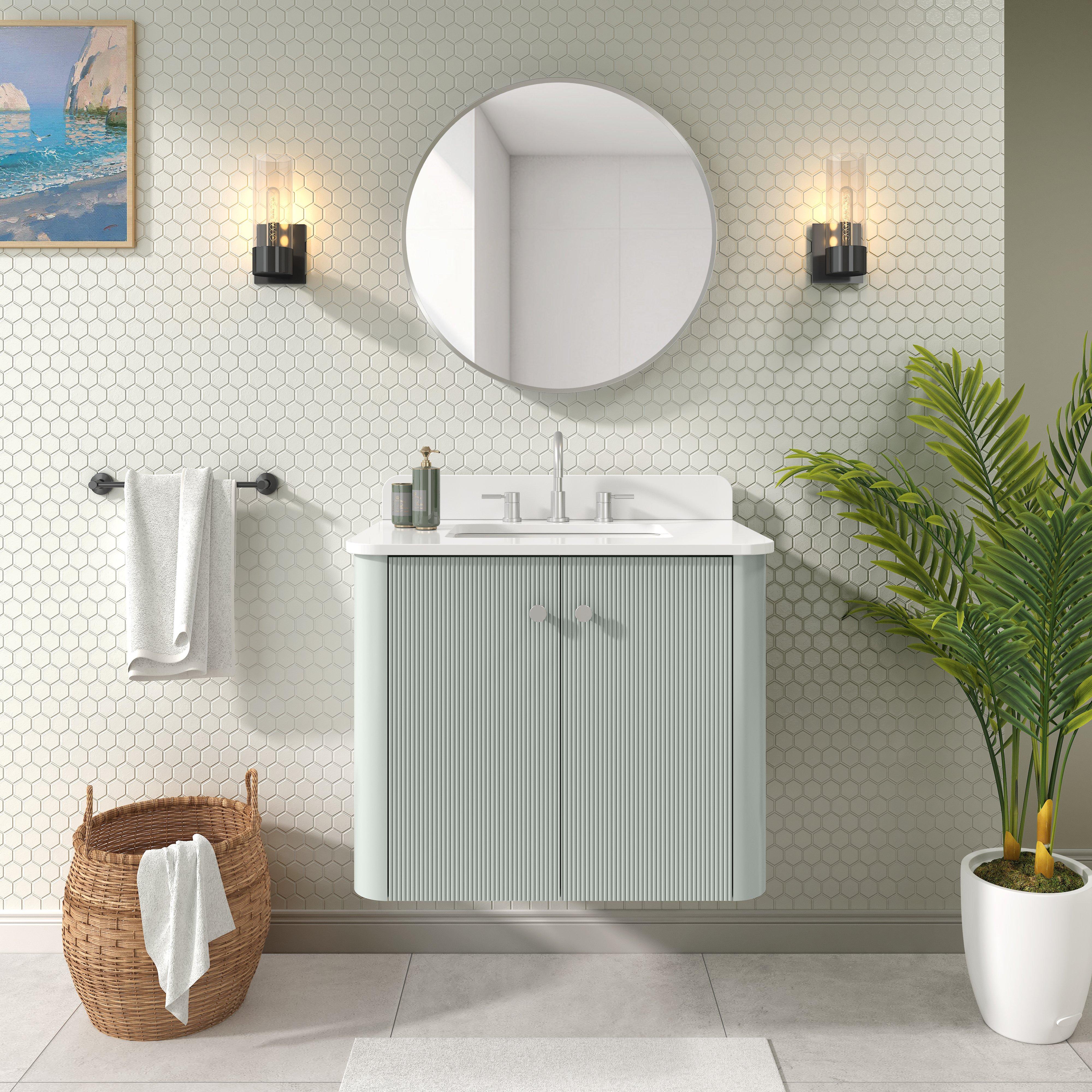 Hayden 31 in. Sage Green Vanity with Enigneered Stone Top