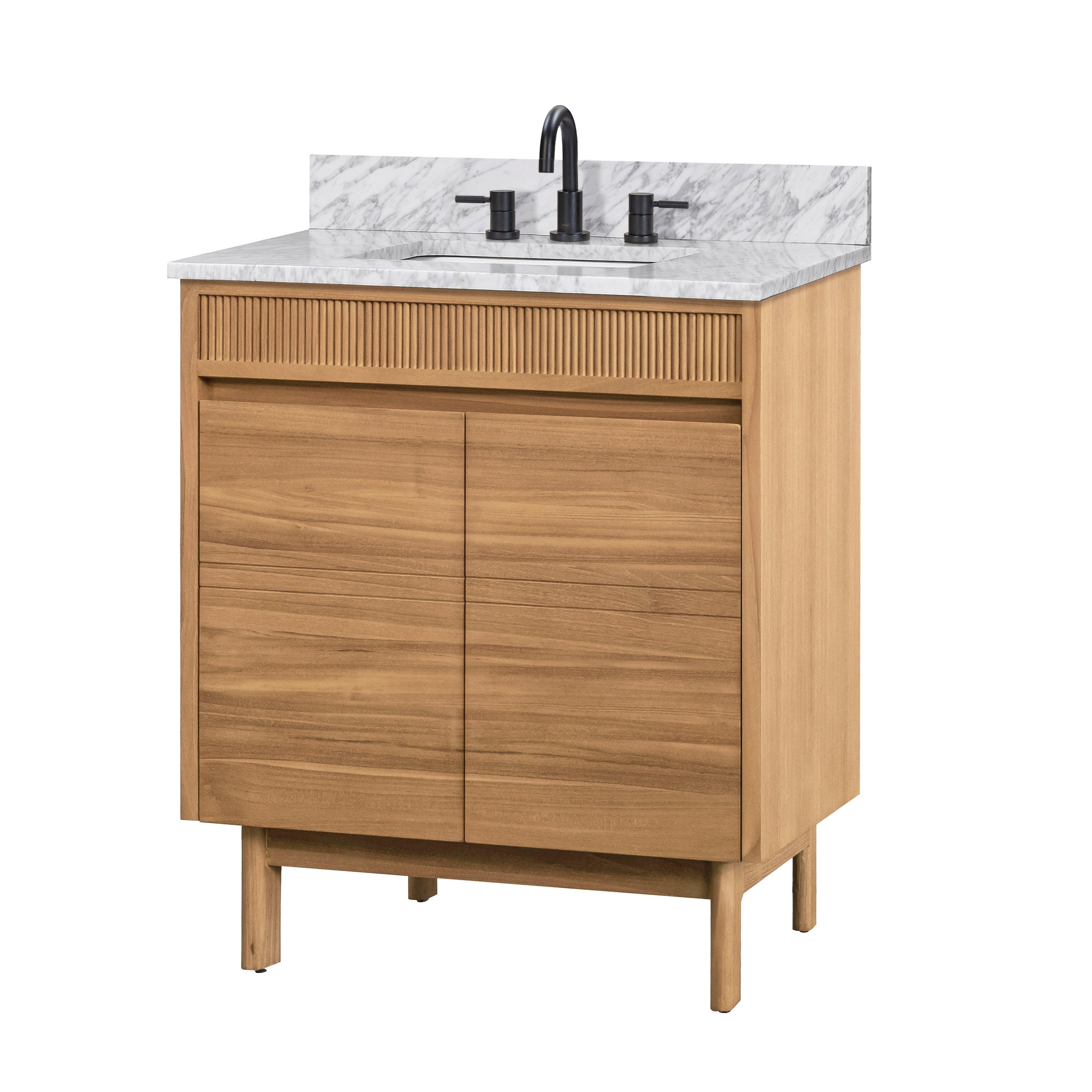Kallan 31 in. Natural Vanity with Carrara Top