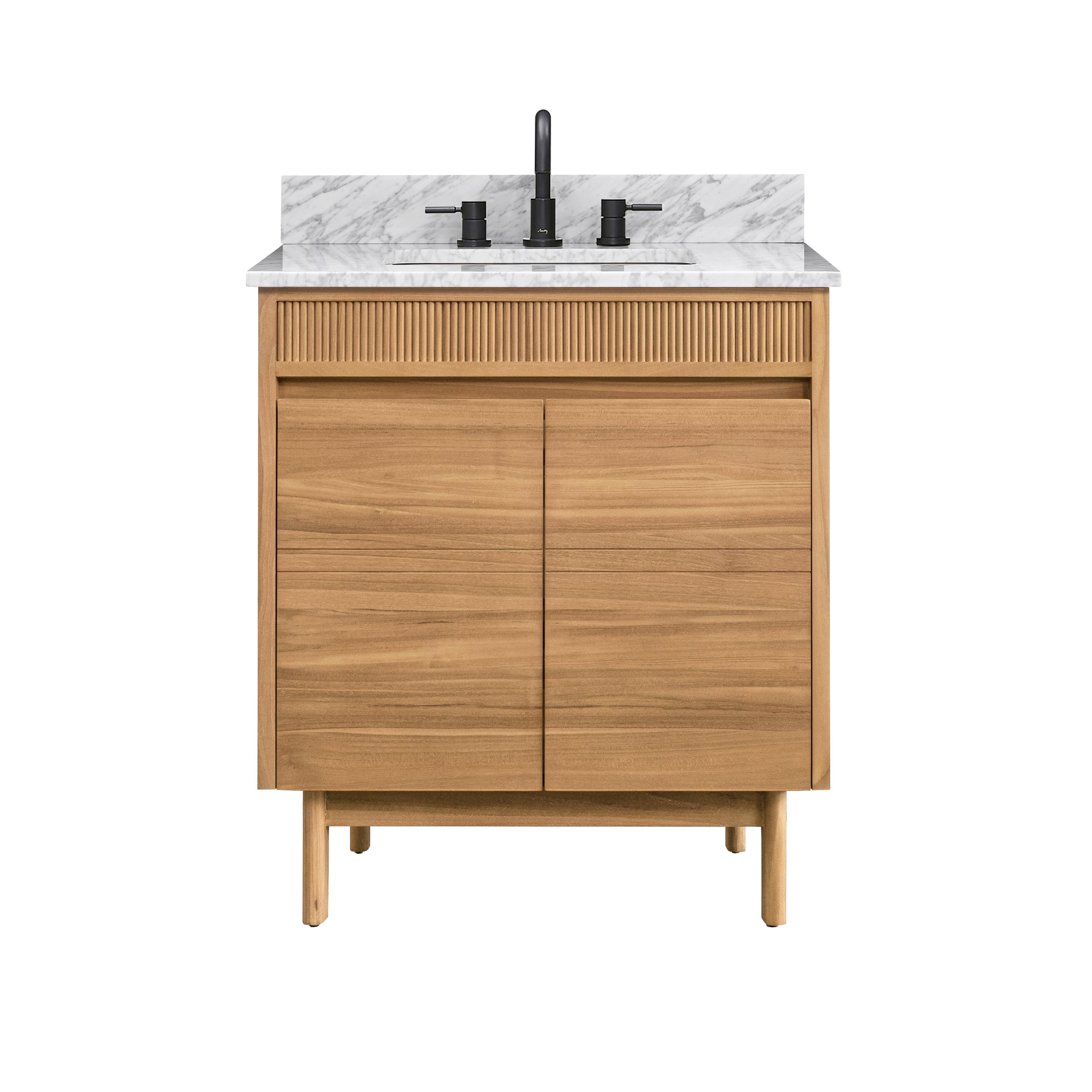 Kallan 31 in. Natural Vanity with Carrara Top