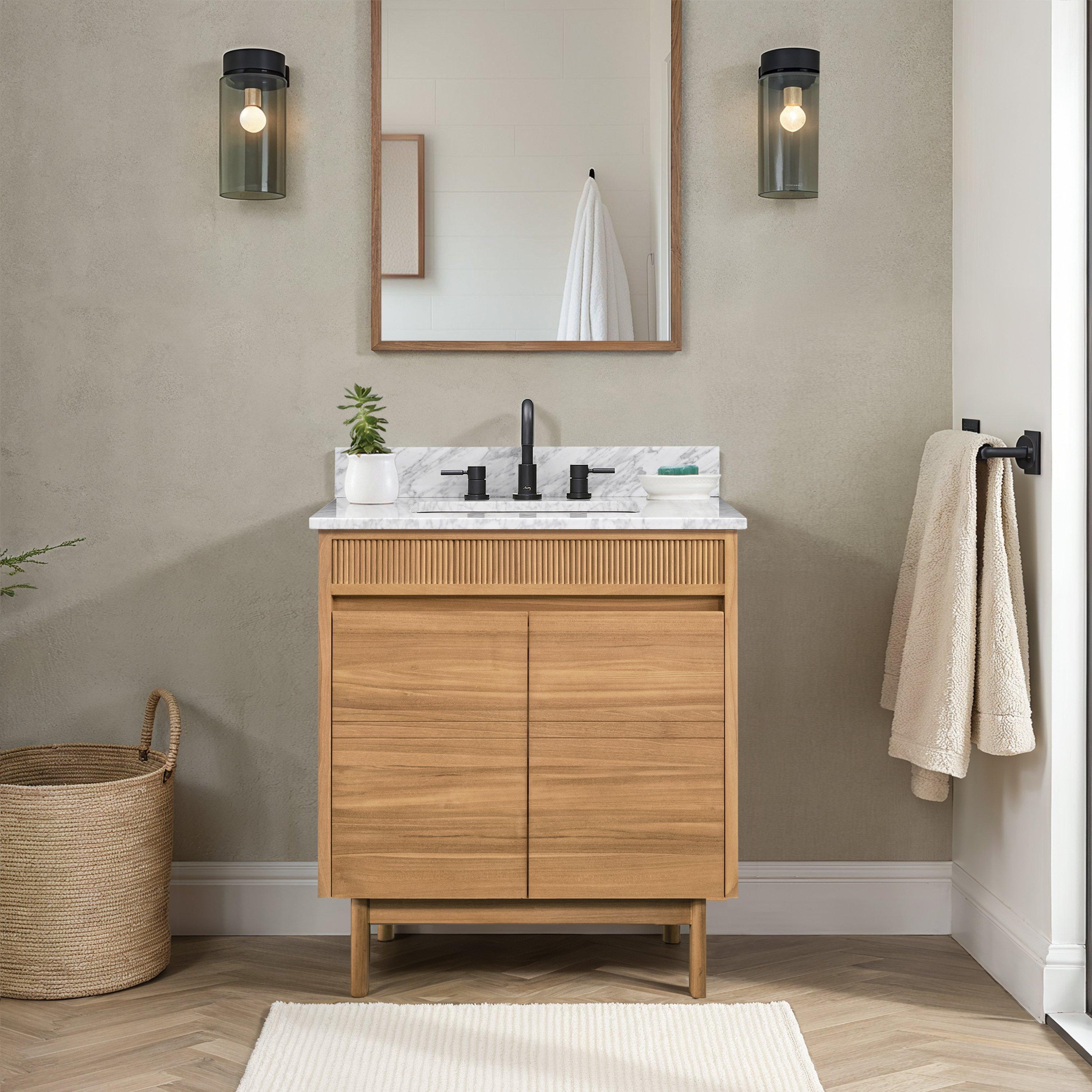 Kallan 31 in. Natural Vanity with Carrara Top