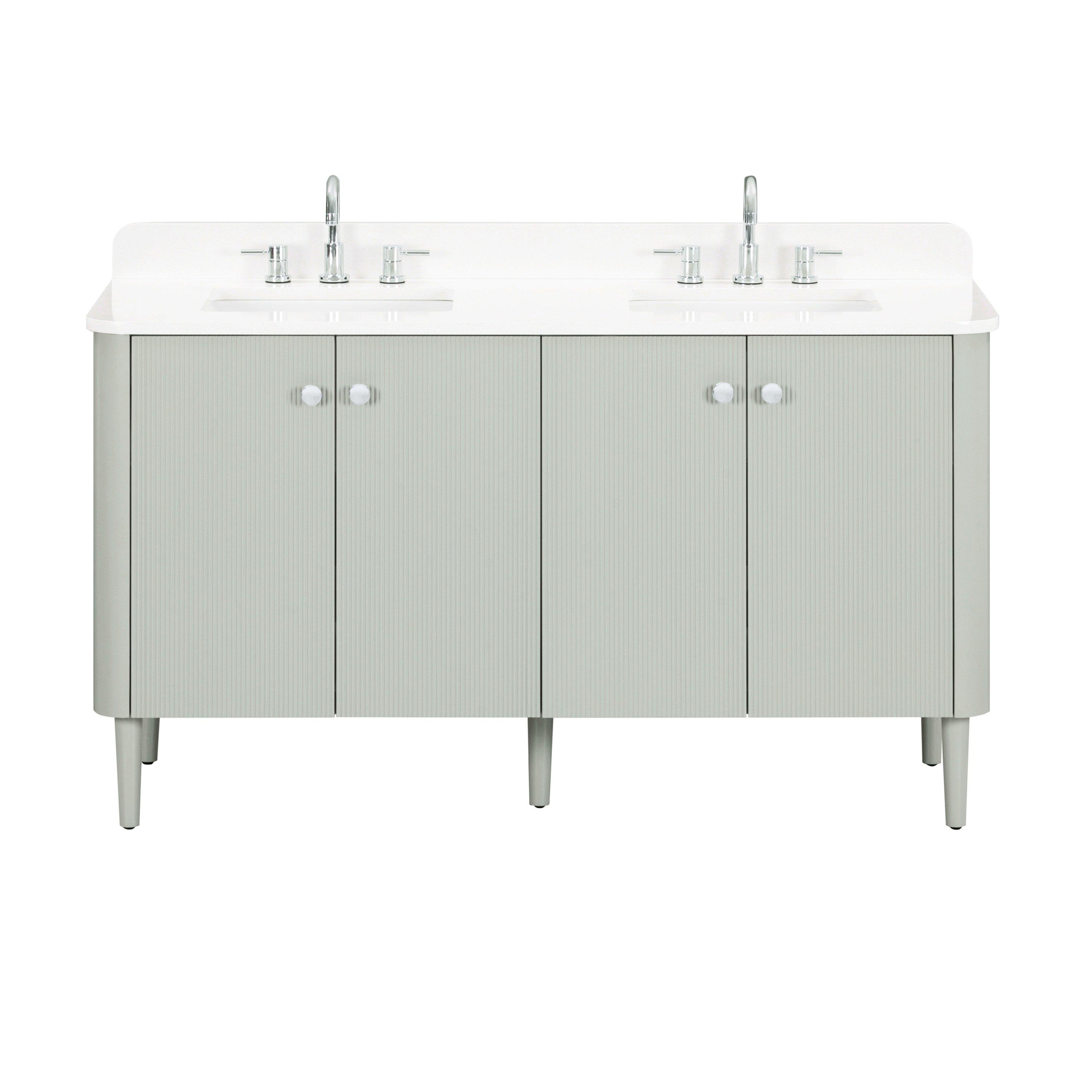 Hayden 61 in. Sage Green Vanity with Enigneered Stone Top