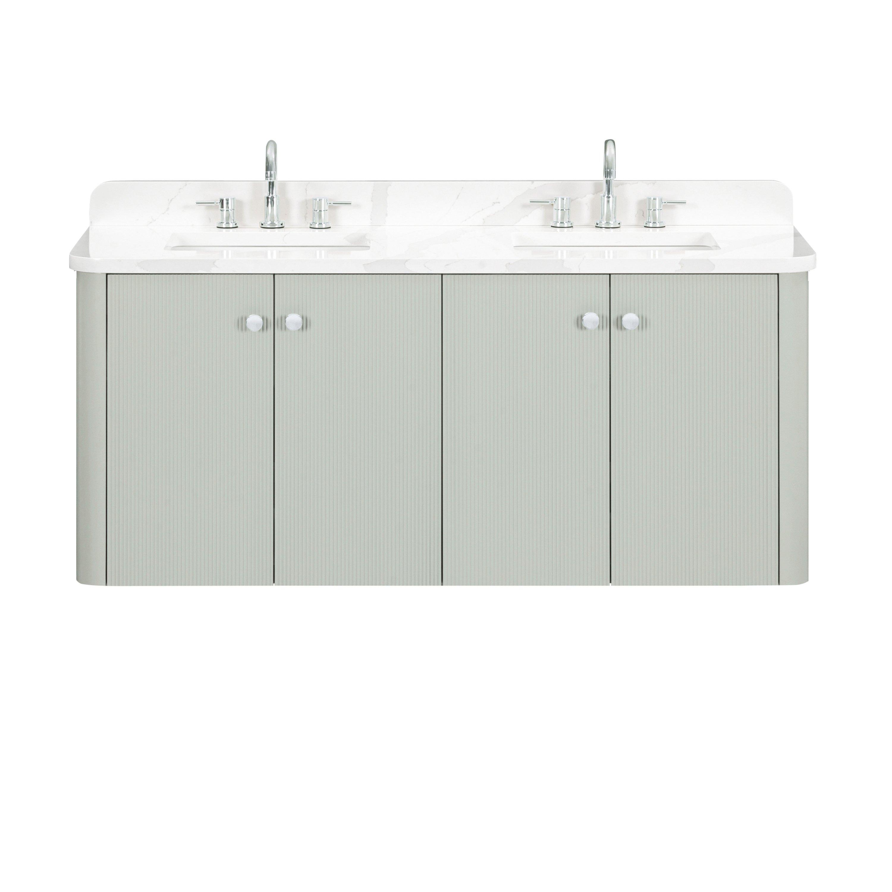 Hayden 61 in. Sage Green Vanity with Enigneered Stone Top