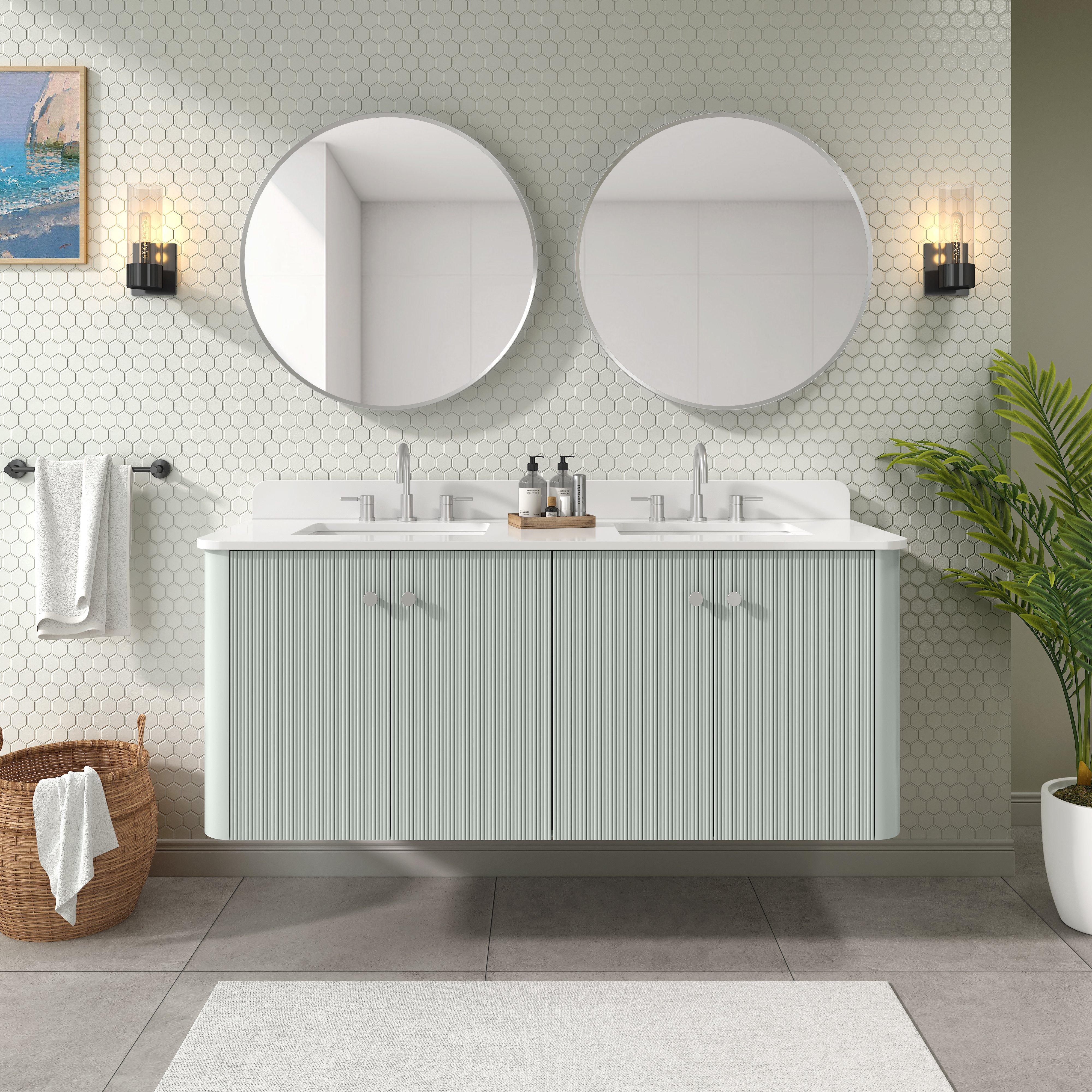 Hayden 61 in. Sage Green Vanity with Enigneered Stone Top