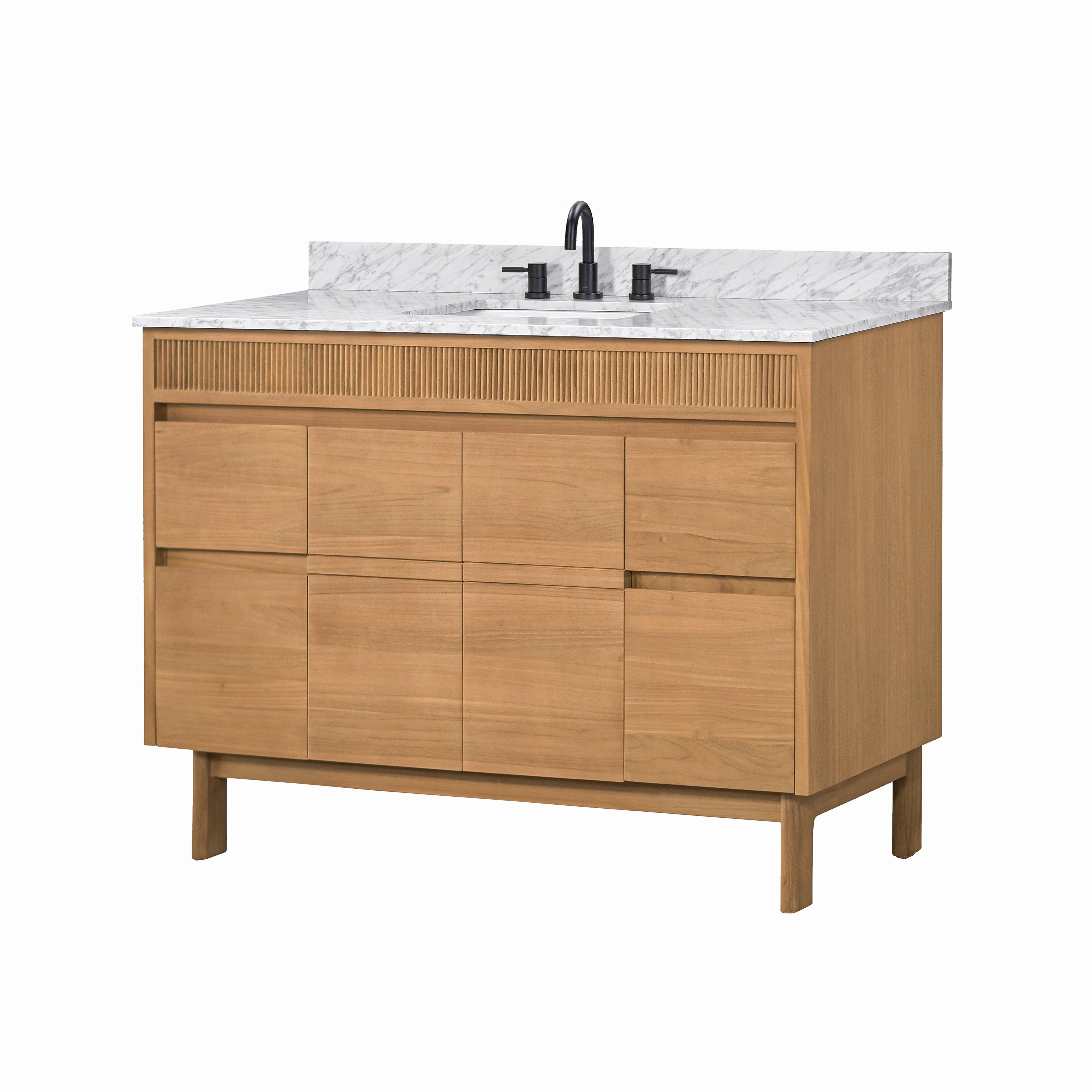 Kallan 49 in. Natural Vanity with Carrara Top