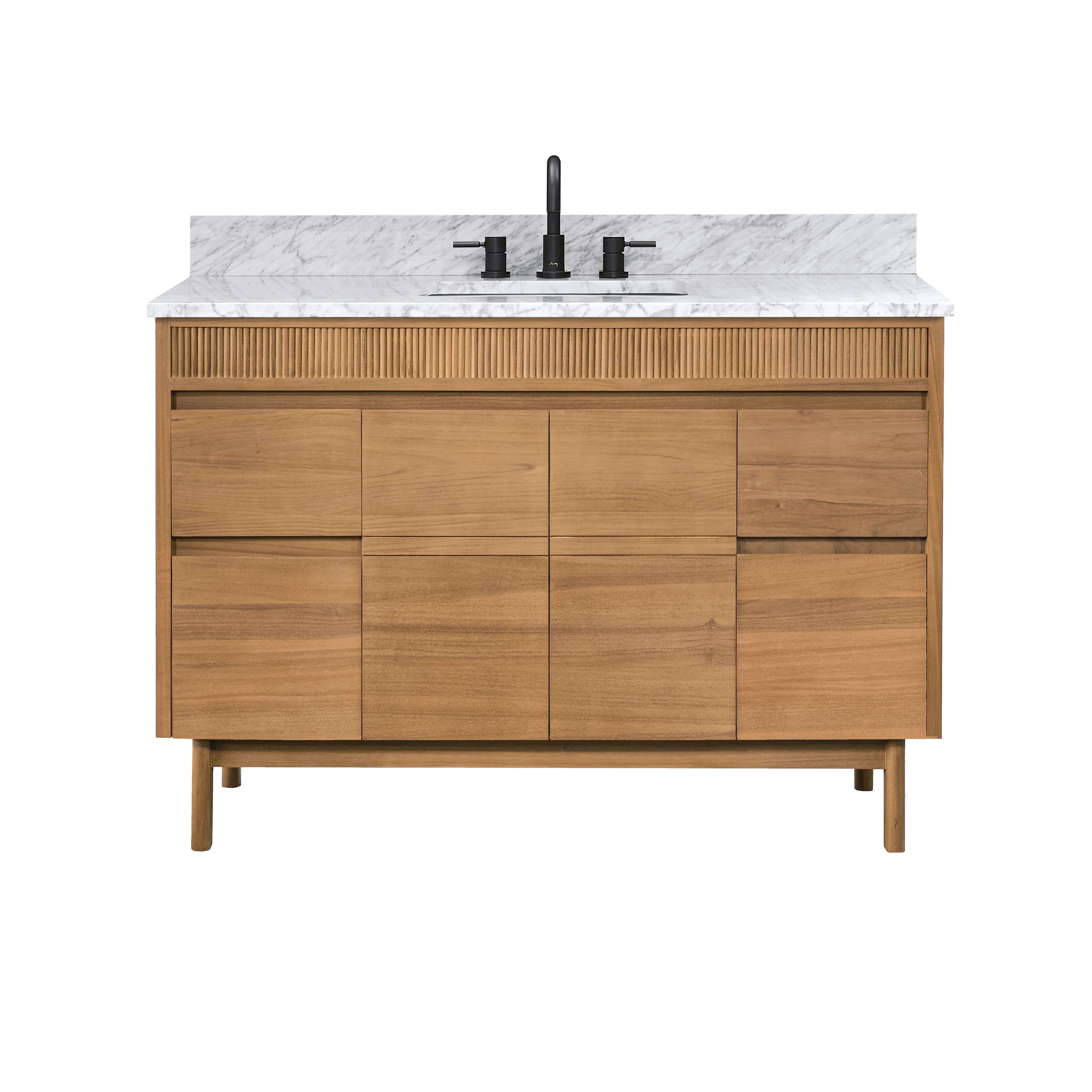 Kallan 49 in. Natural Vanity with Carrara Top