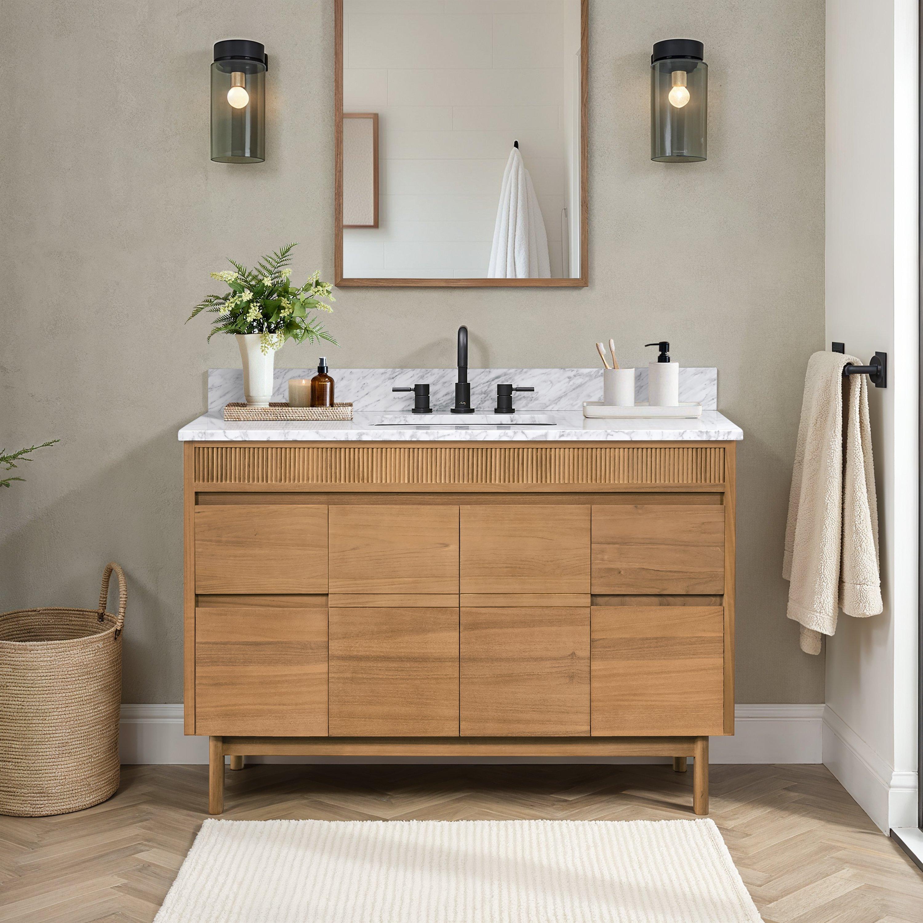 Kallan 49 in. Natural Vanity with Carrara Top