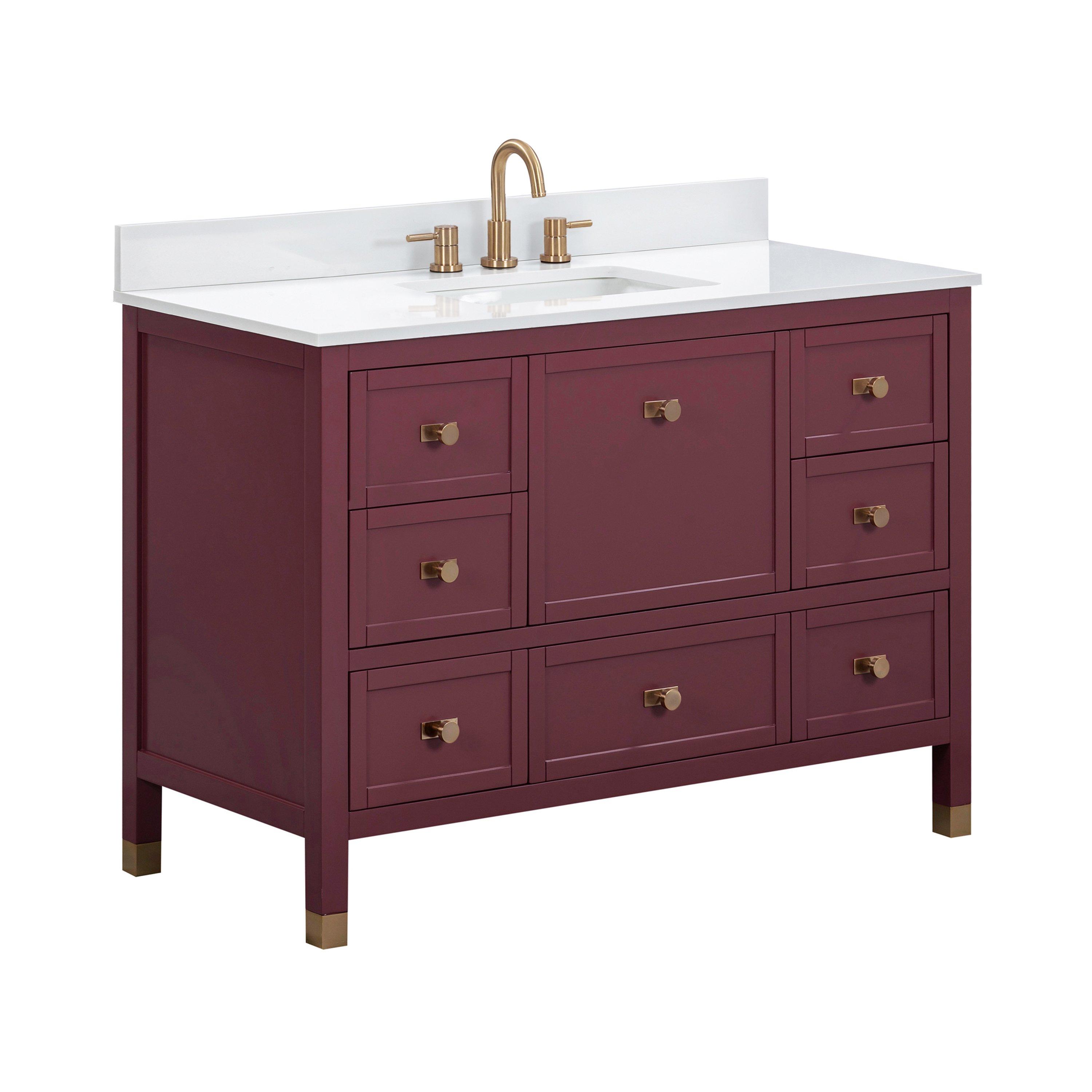 Audrey 49 in. Burgundy Red Vanity with Engineered Stone Top