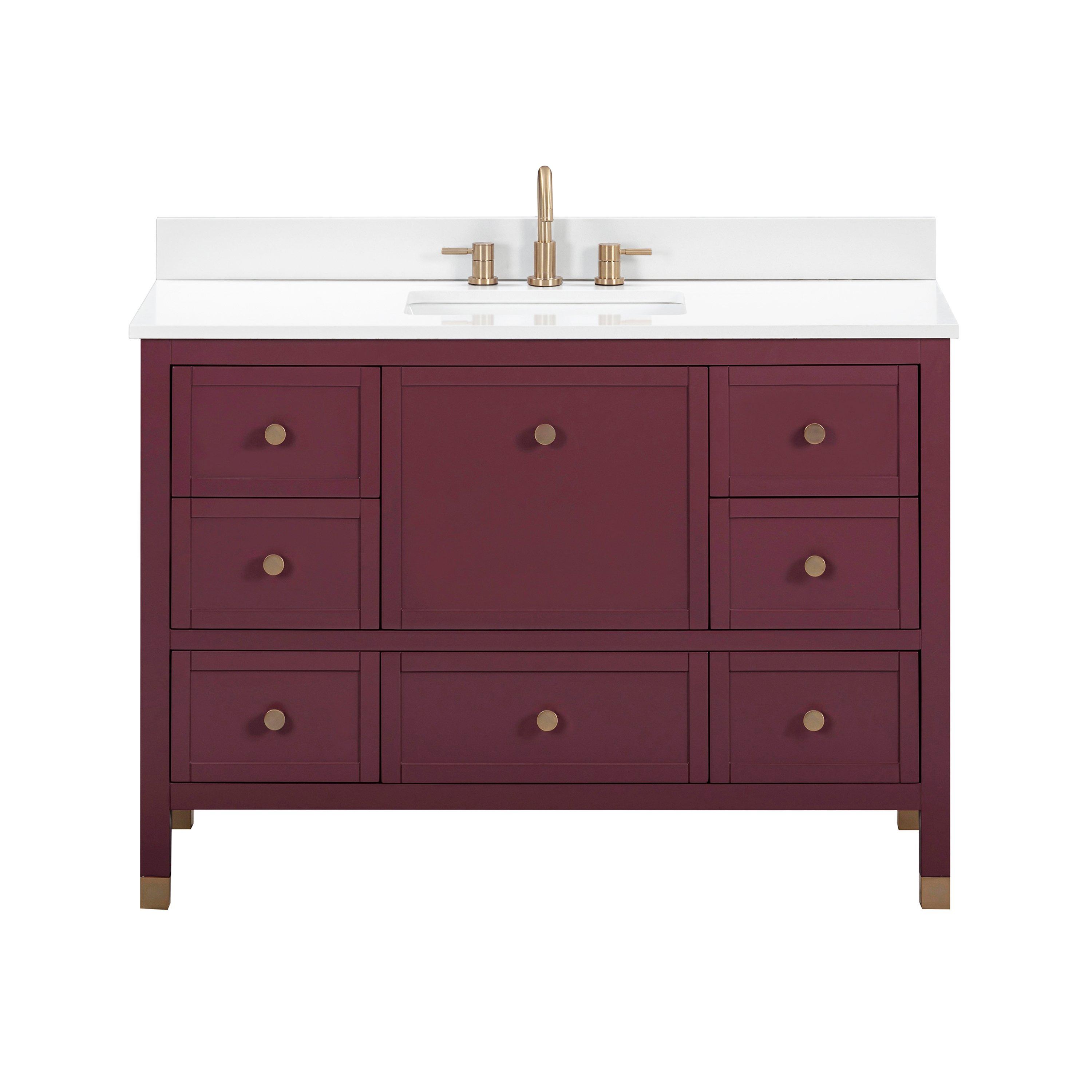 Audrey 49 in. Burgundy Red Vanity with Engineered Stone Top