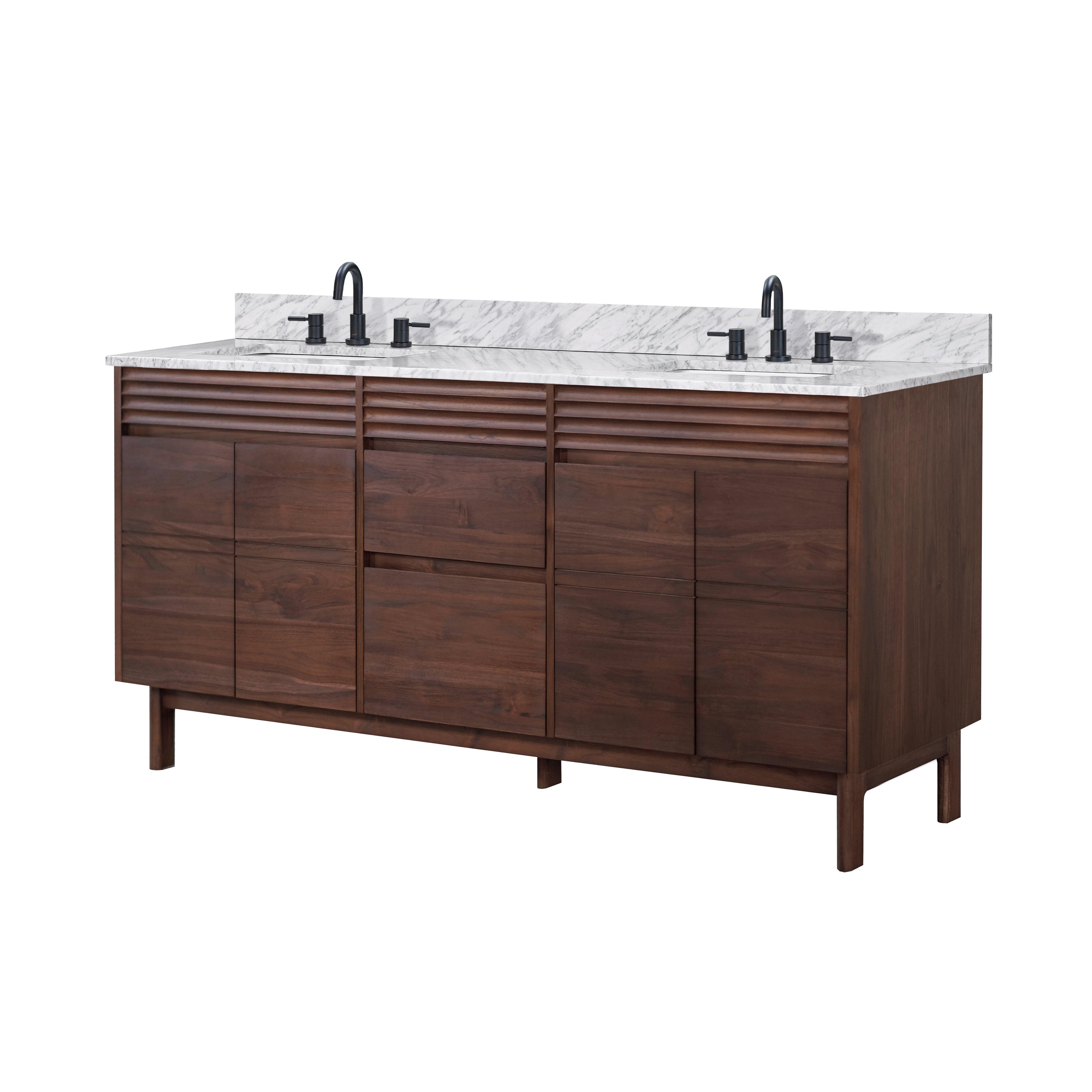 Chaval 73 in. Coffee Brown Vanity with Carrara Top