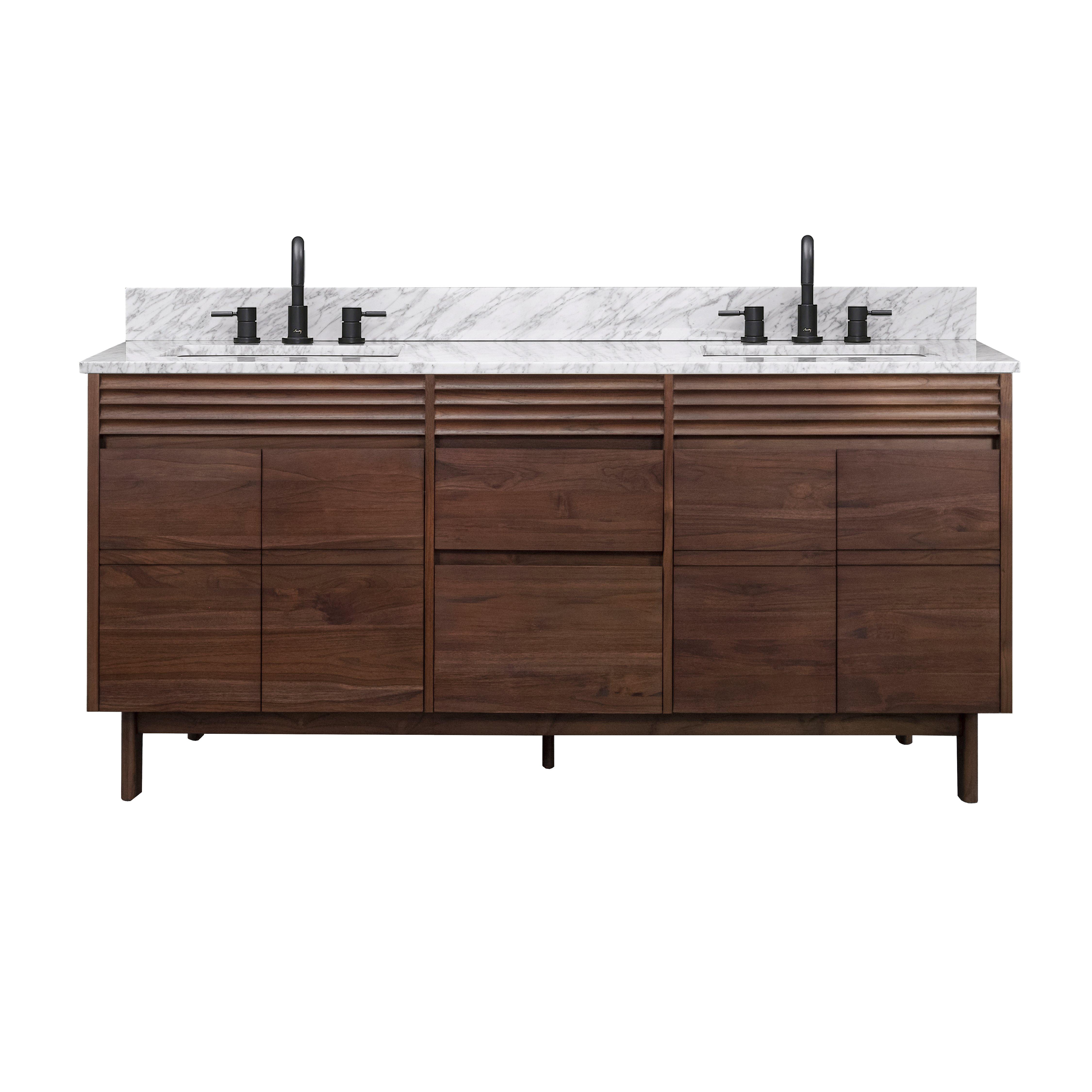 Chaval 73 in. Coffee Brown Vanity with Carrara Top