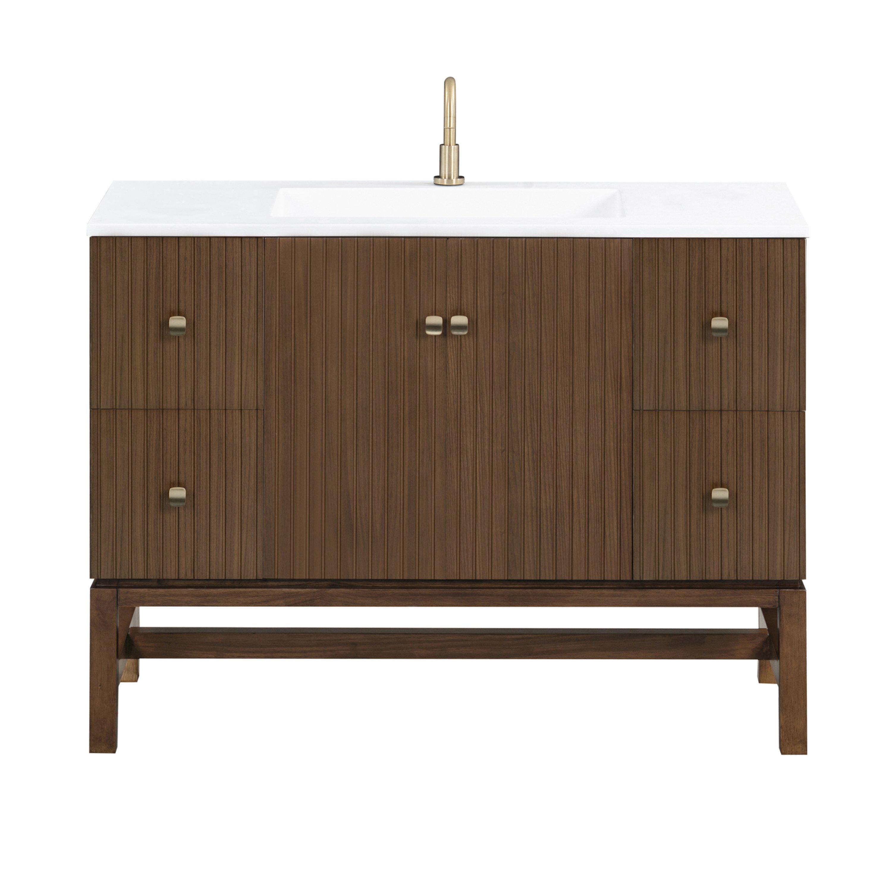 Kairo 47 in. Walnut Vanity with Solid Surface Top