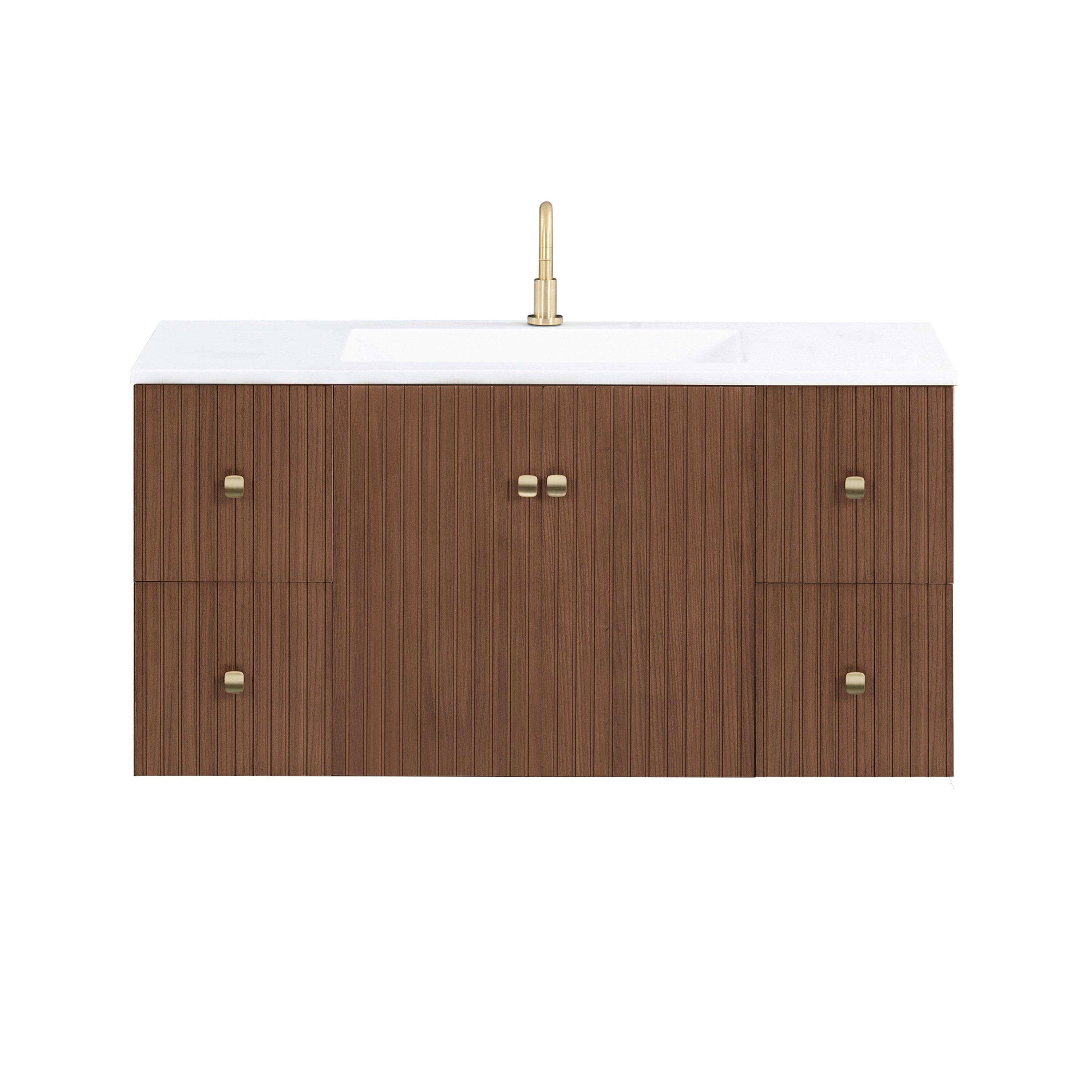 Kairo 47 in. Walnut Vanity with Solid Surface Top