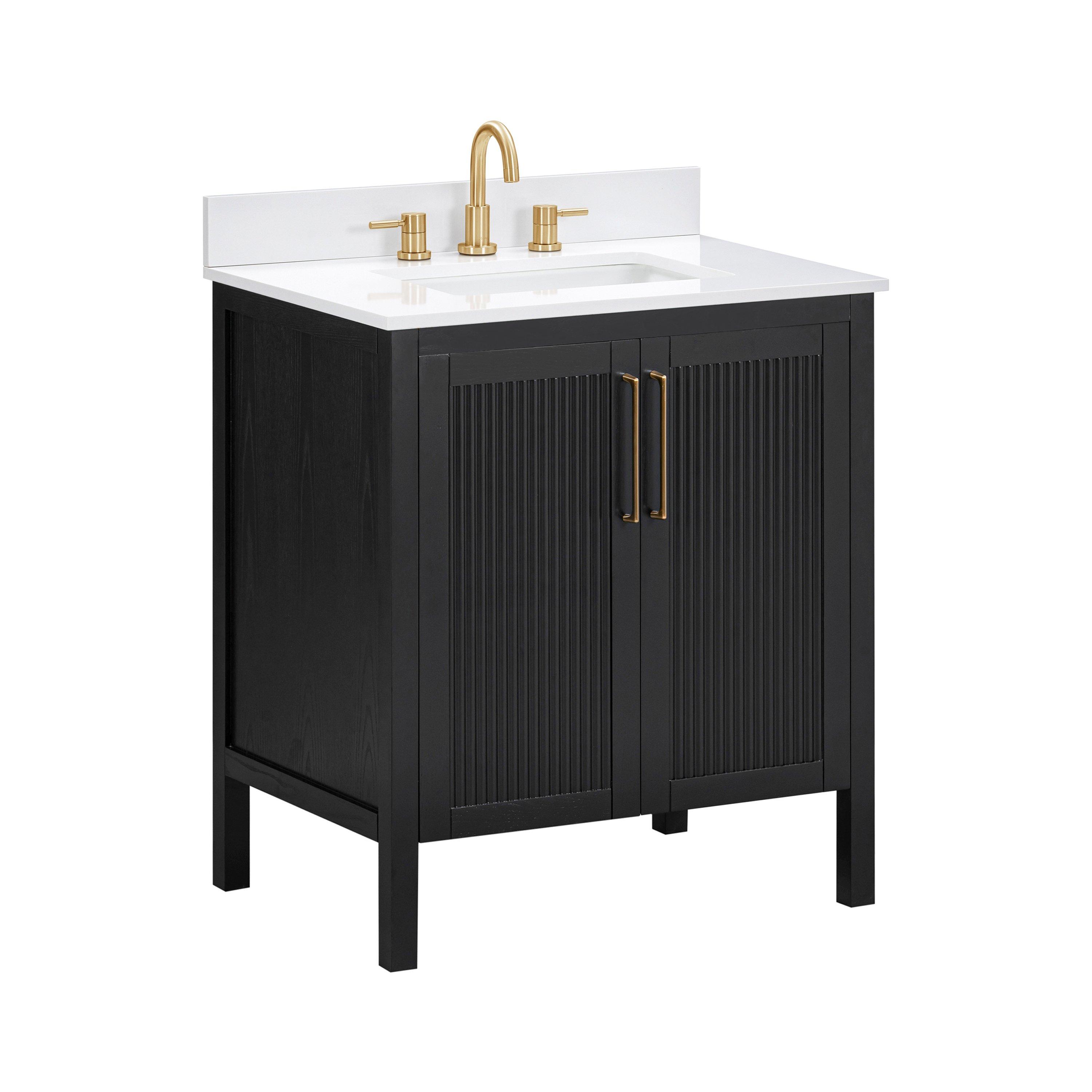 Luxe 31 in. Black Vanity with Enginereed Stone Top