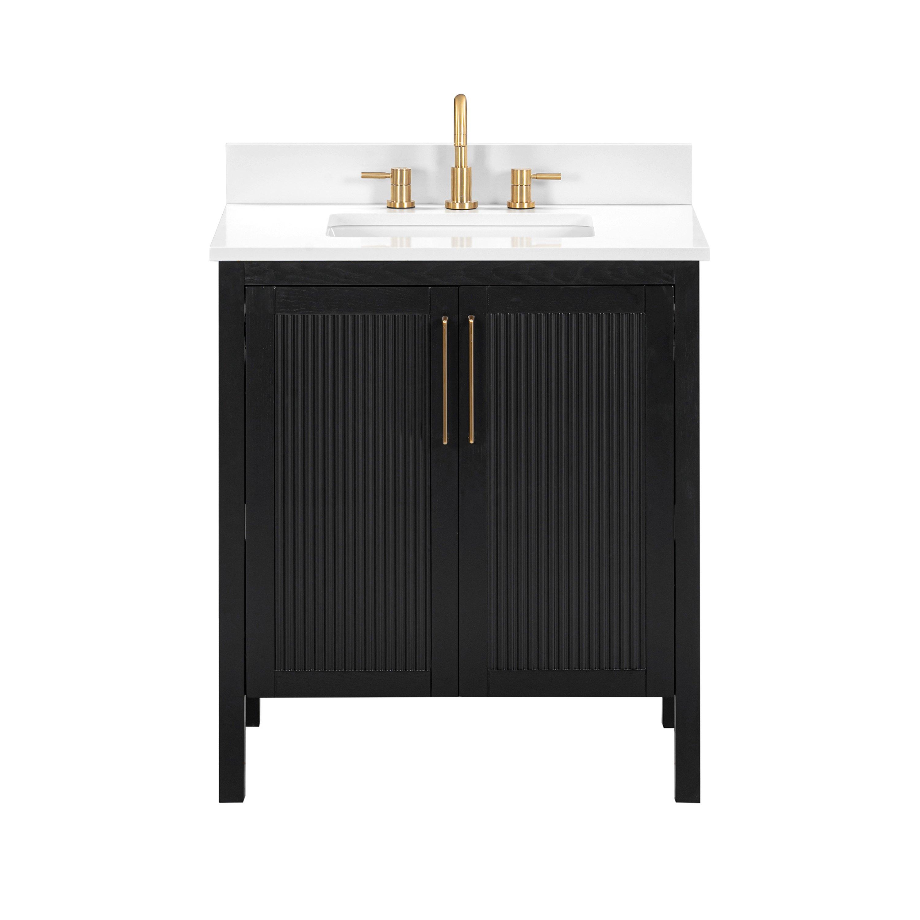 Luxe 31 in. Black Vanity with Enginereed Stone Top