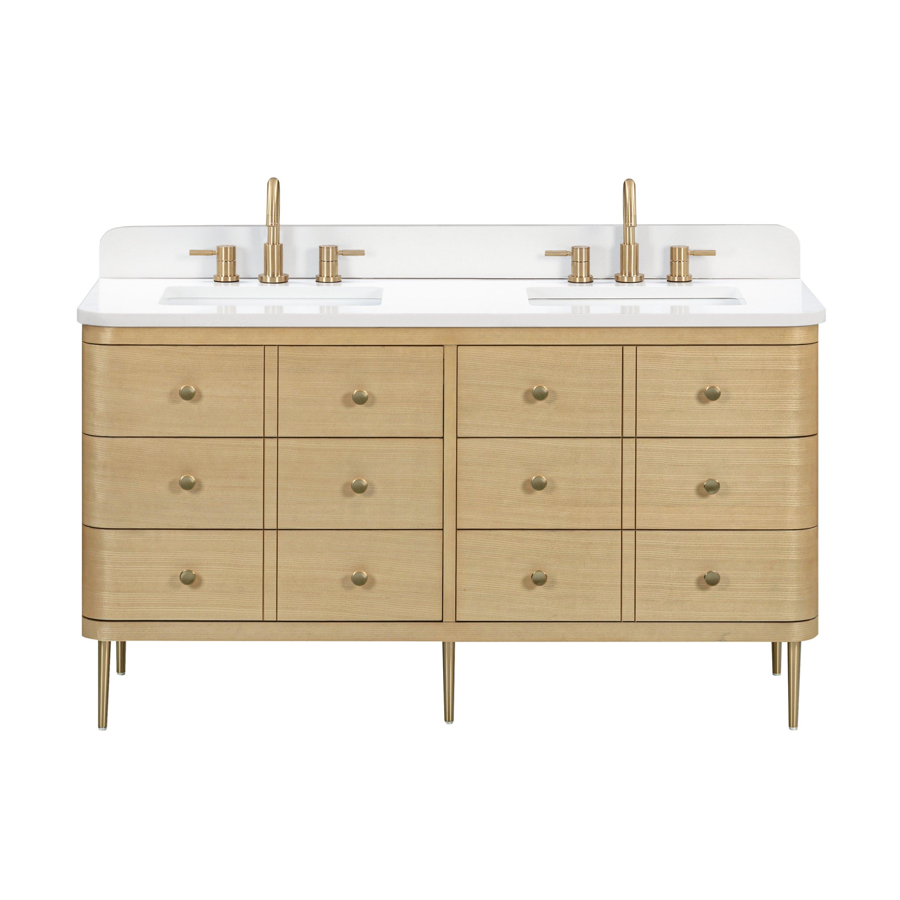Sadie 61 in. White Vanity with Enginereed Stone Top