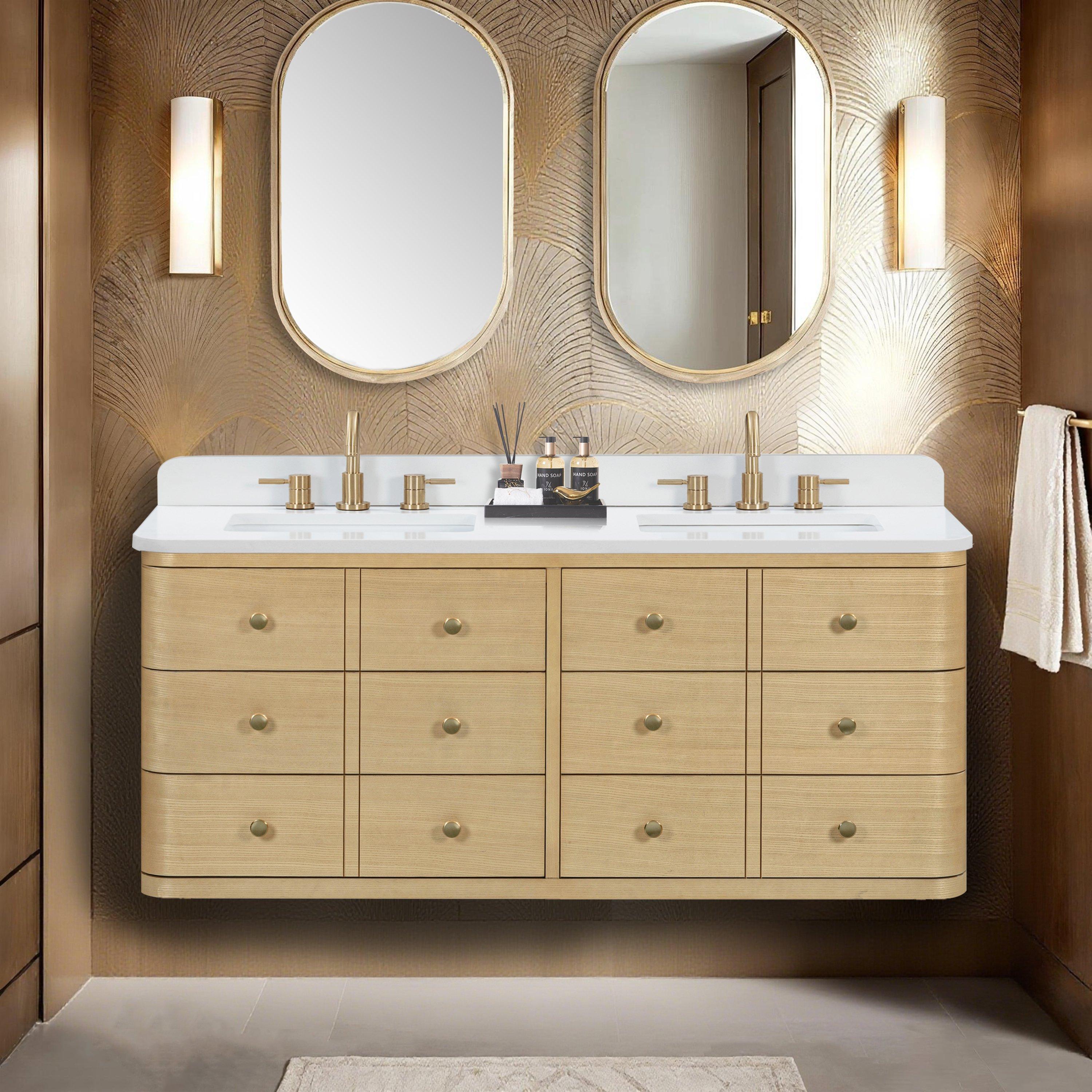 Sadie 61 in. White Vanity with Enginereed Stone Top