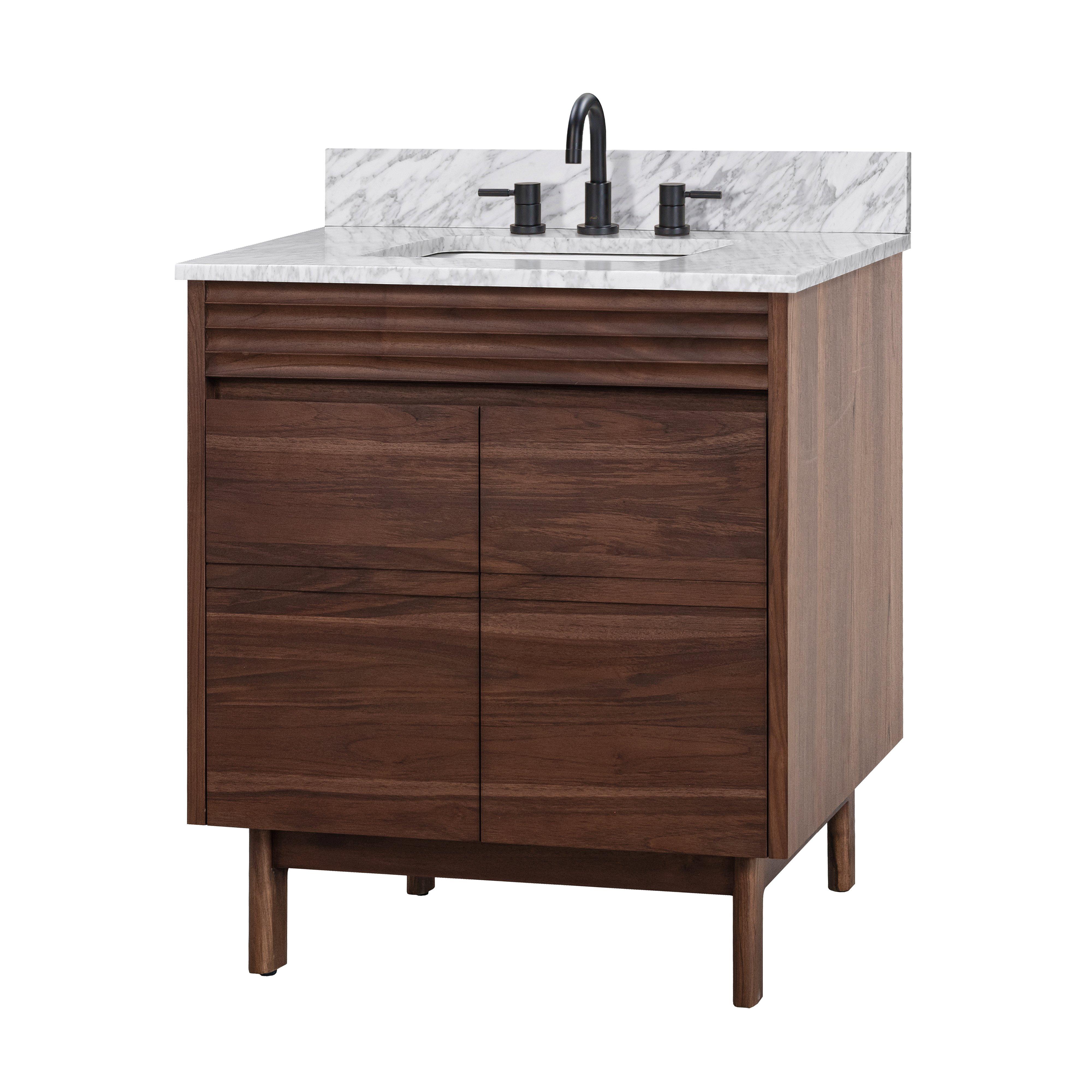 Chaval 31 in. Coffee Brown Vanity with Carrara Top