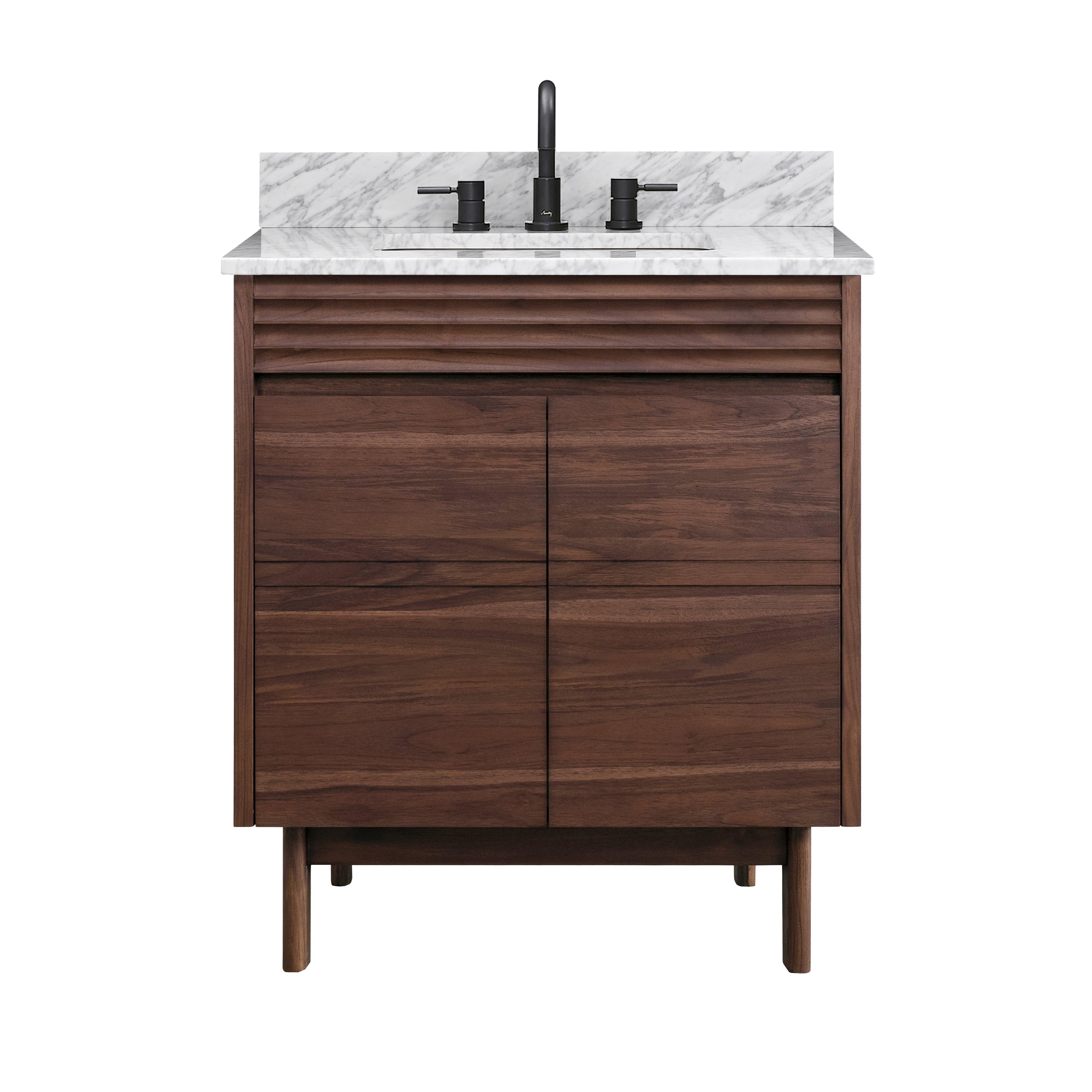 Chaval 31 in. Coffee Brown Vanity with Carrara Top