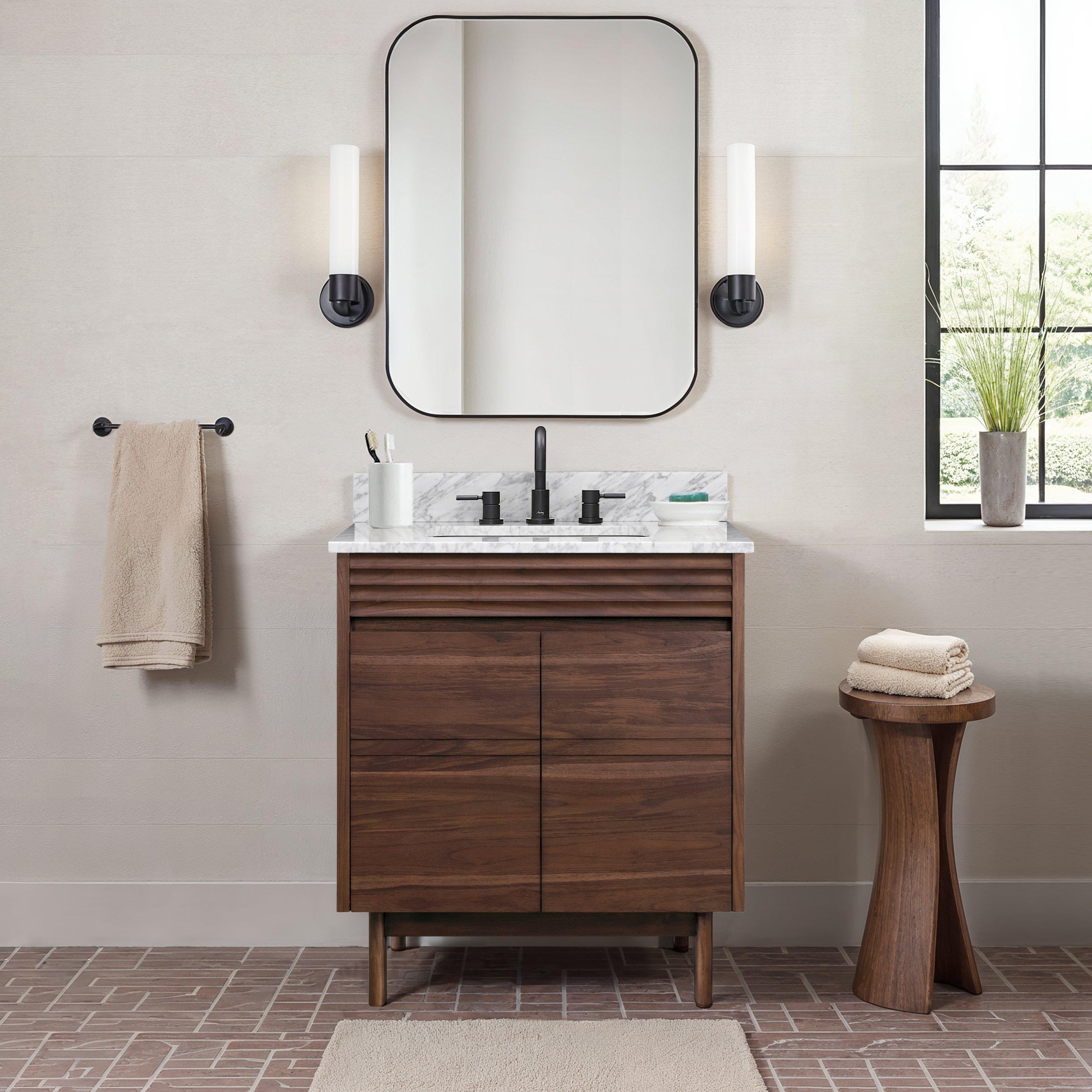 Chaval 31 in. Coffee Brown Vanity with Carrara Top