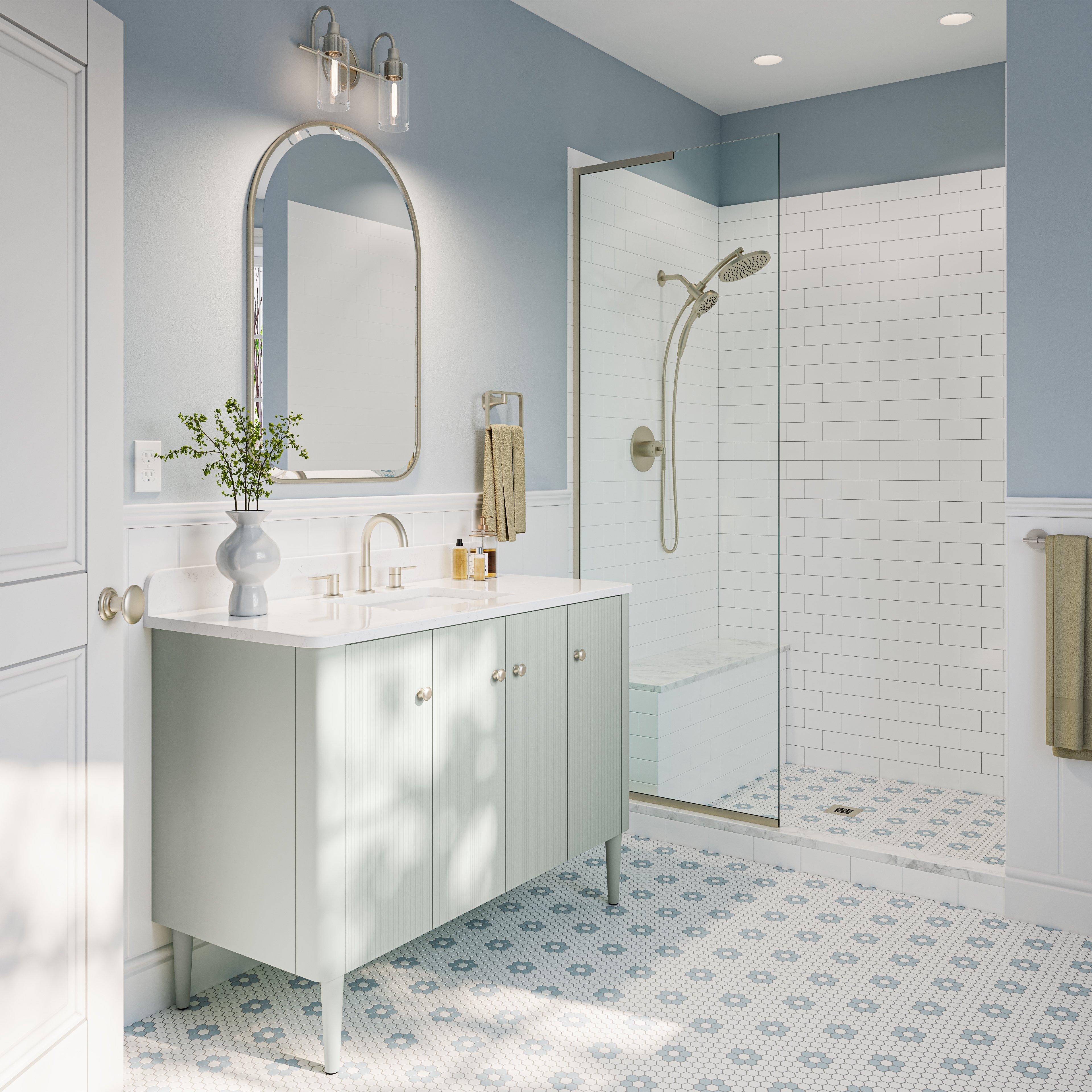 Blue Flower Hexagon High Gloss Porcelain Mosaic