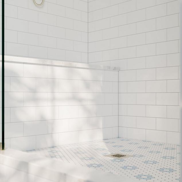 Flower hexagon shower floor tile