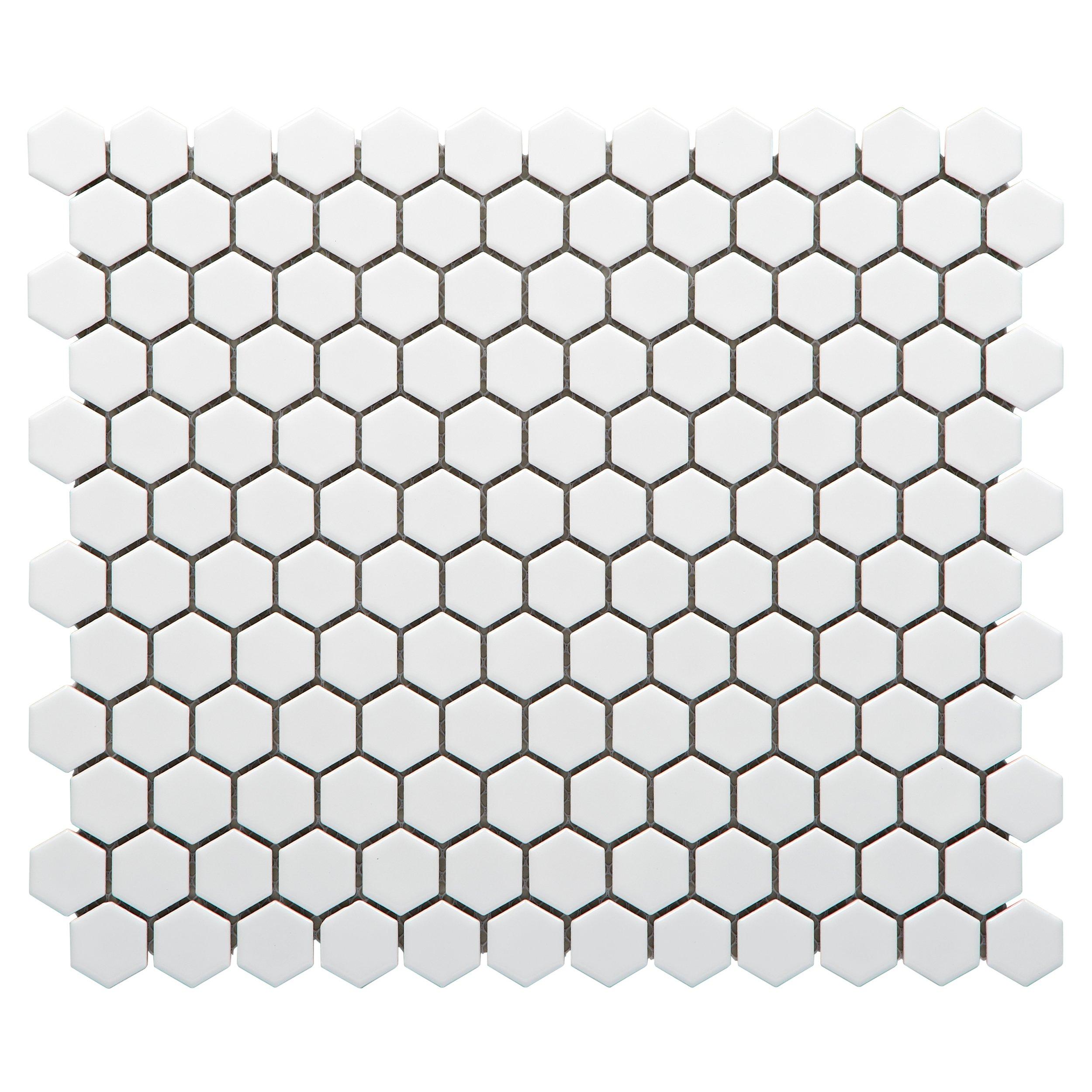 White Hexagon Matte Porcelain Mosaic