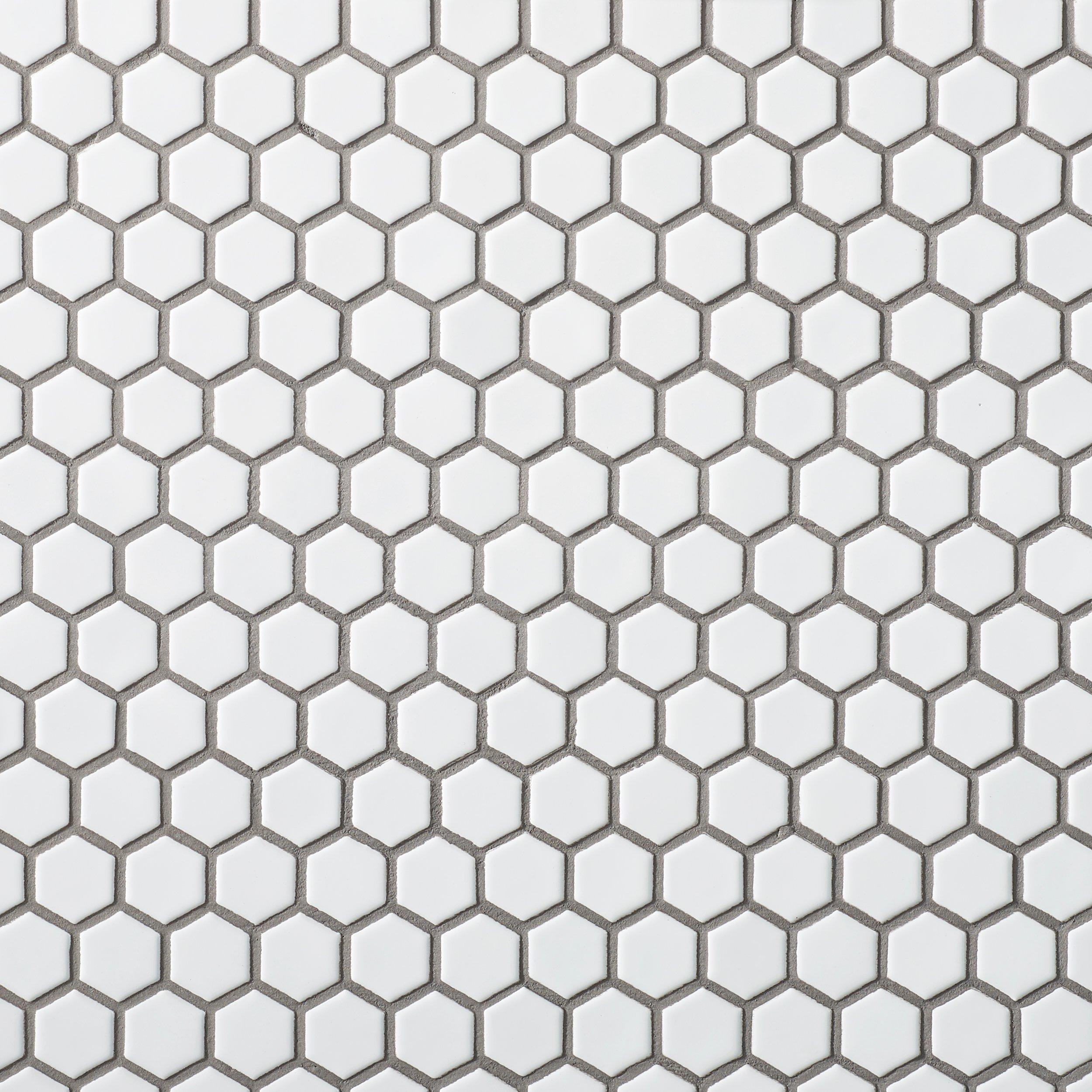 White Hexagon Matte Porcelain Mosaic