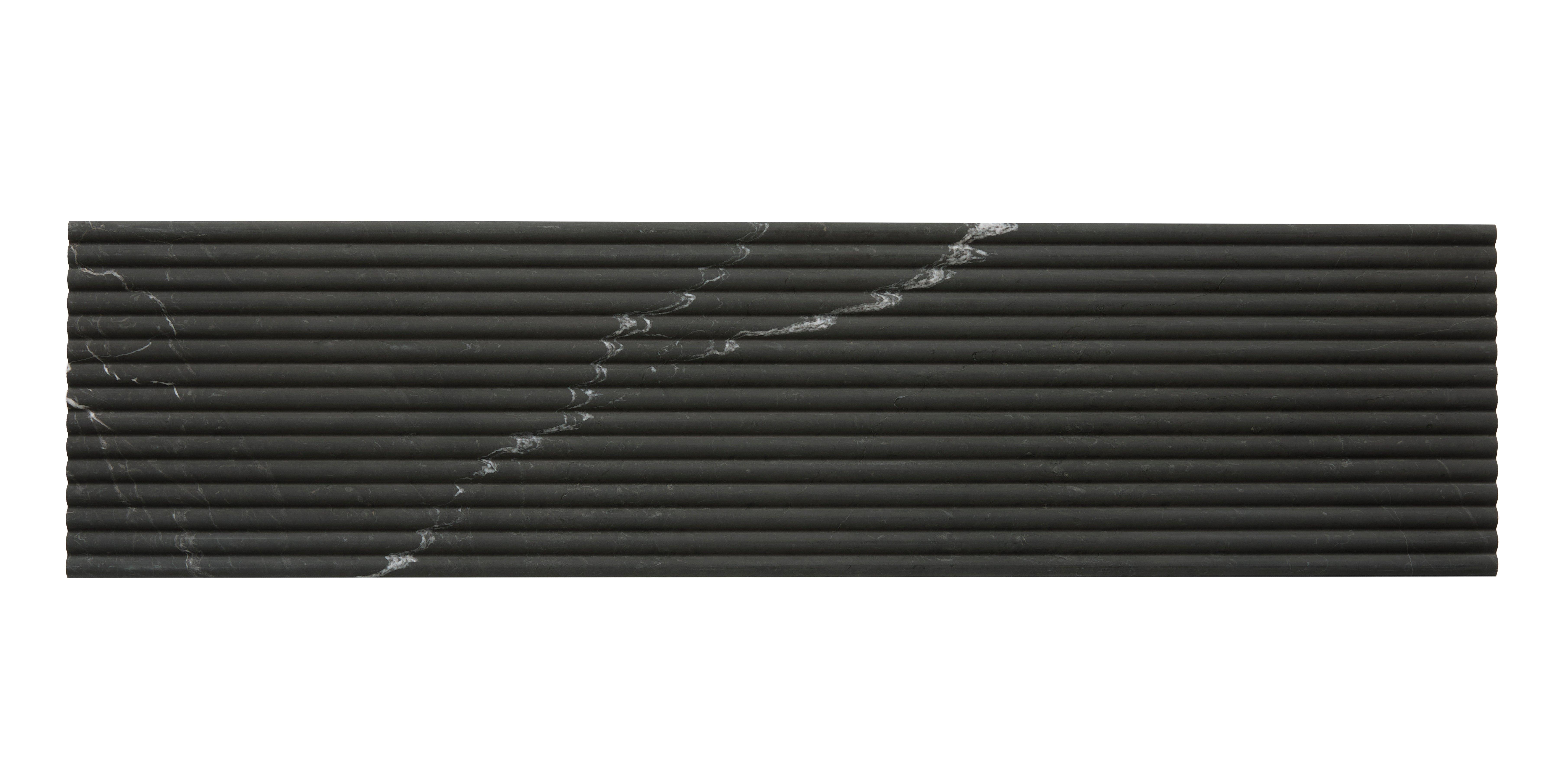 Black Thin Fluted Honed Marble Tile