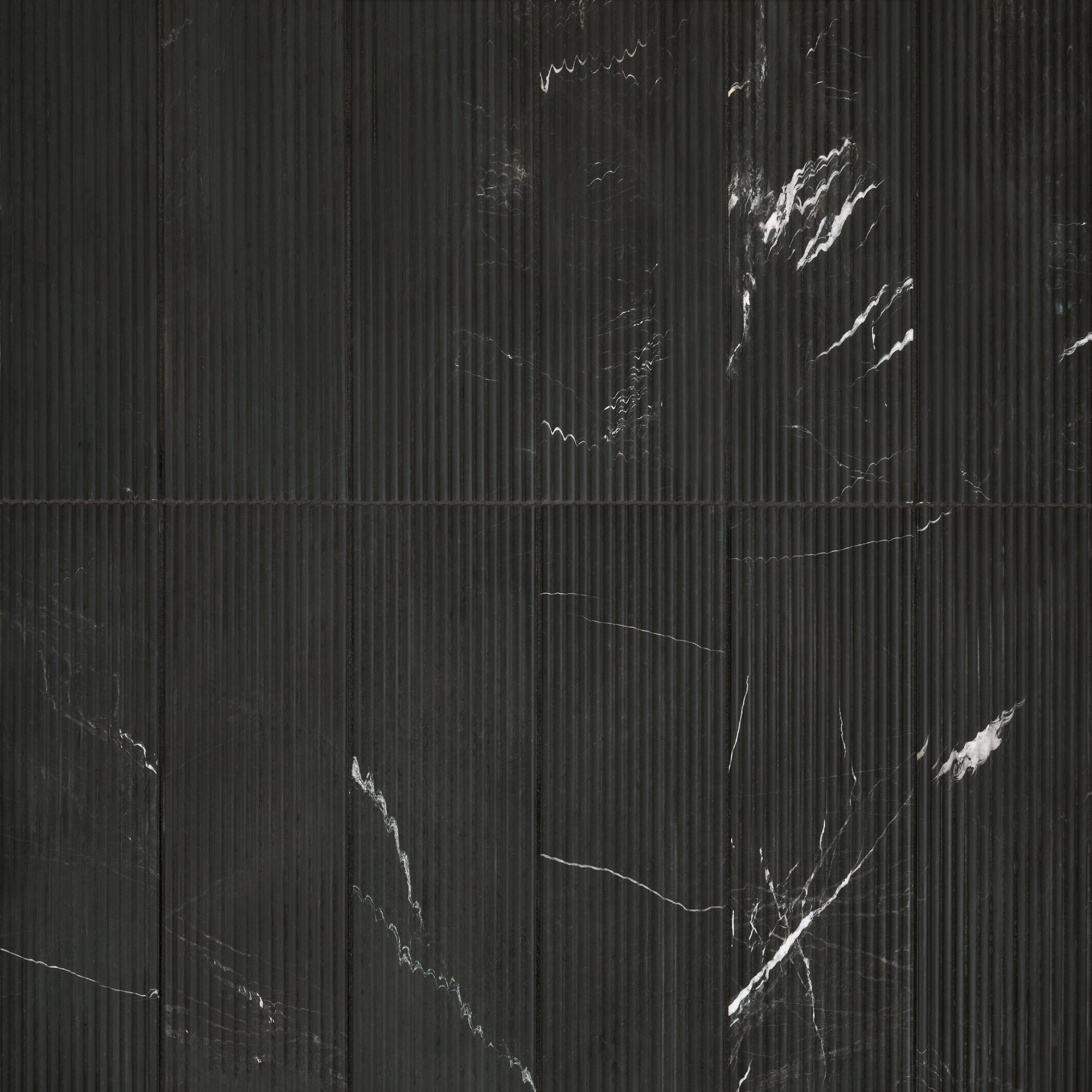 Black Thin Fluted Honed Marble Tile