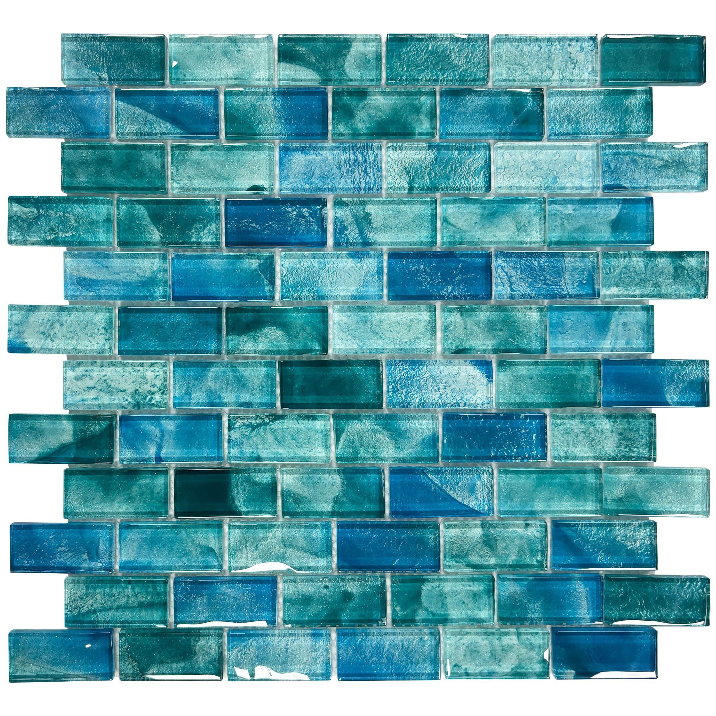 Atlantis Offset Brick Glass Mosaic