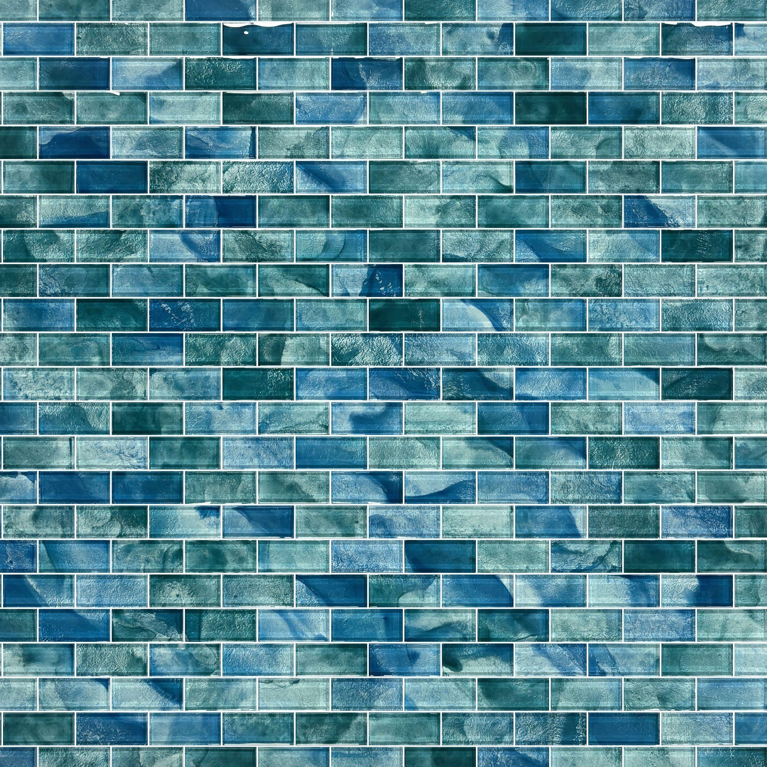 Atlantis Offset Brick Glass Mosaic