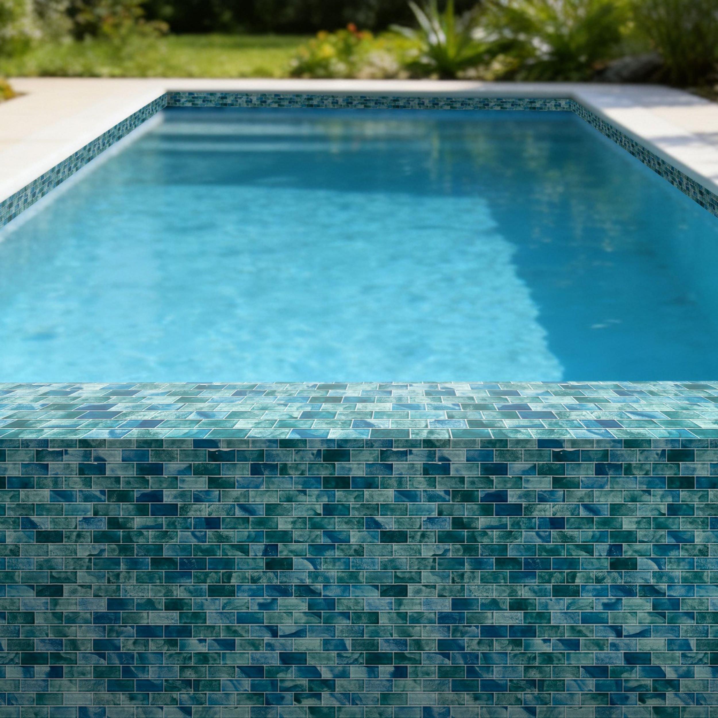 Atlantis Offset Brick Glass Mosaic
