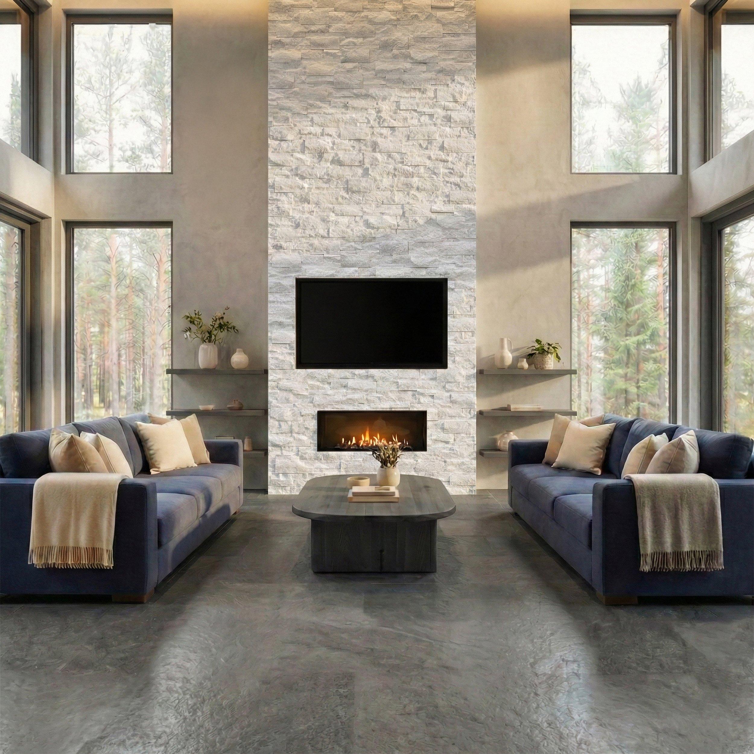 Polar Ice Split Faced Marble Ledger Panel