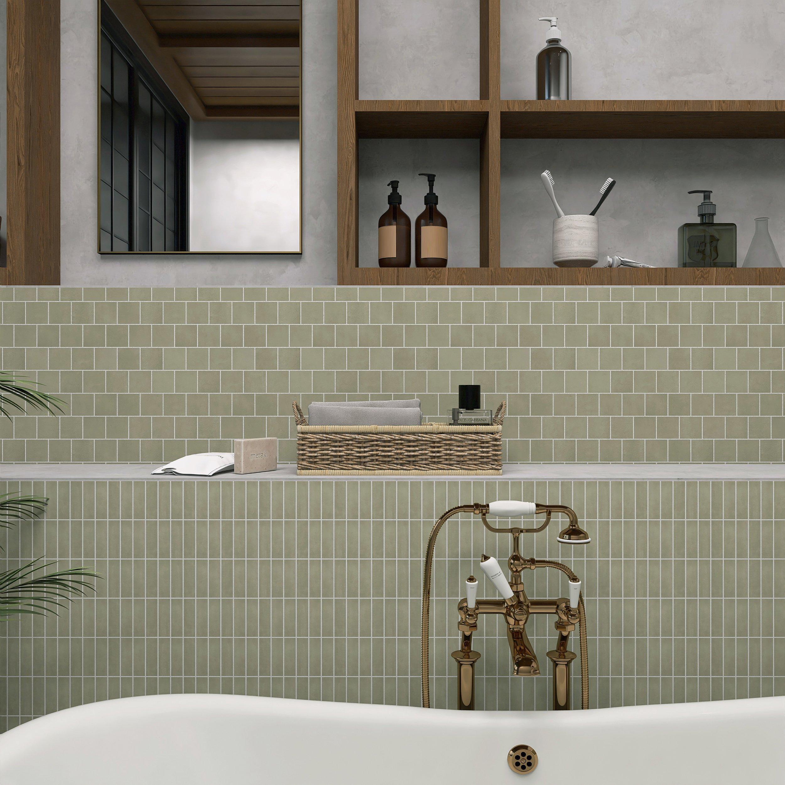 Vista Lux Sage Stack Matte Porcelain Mosaic