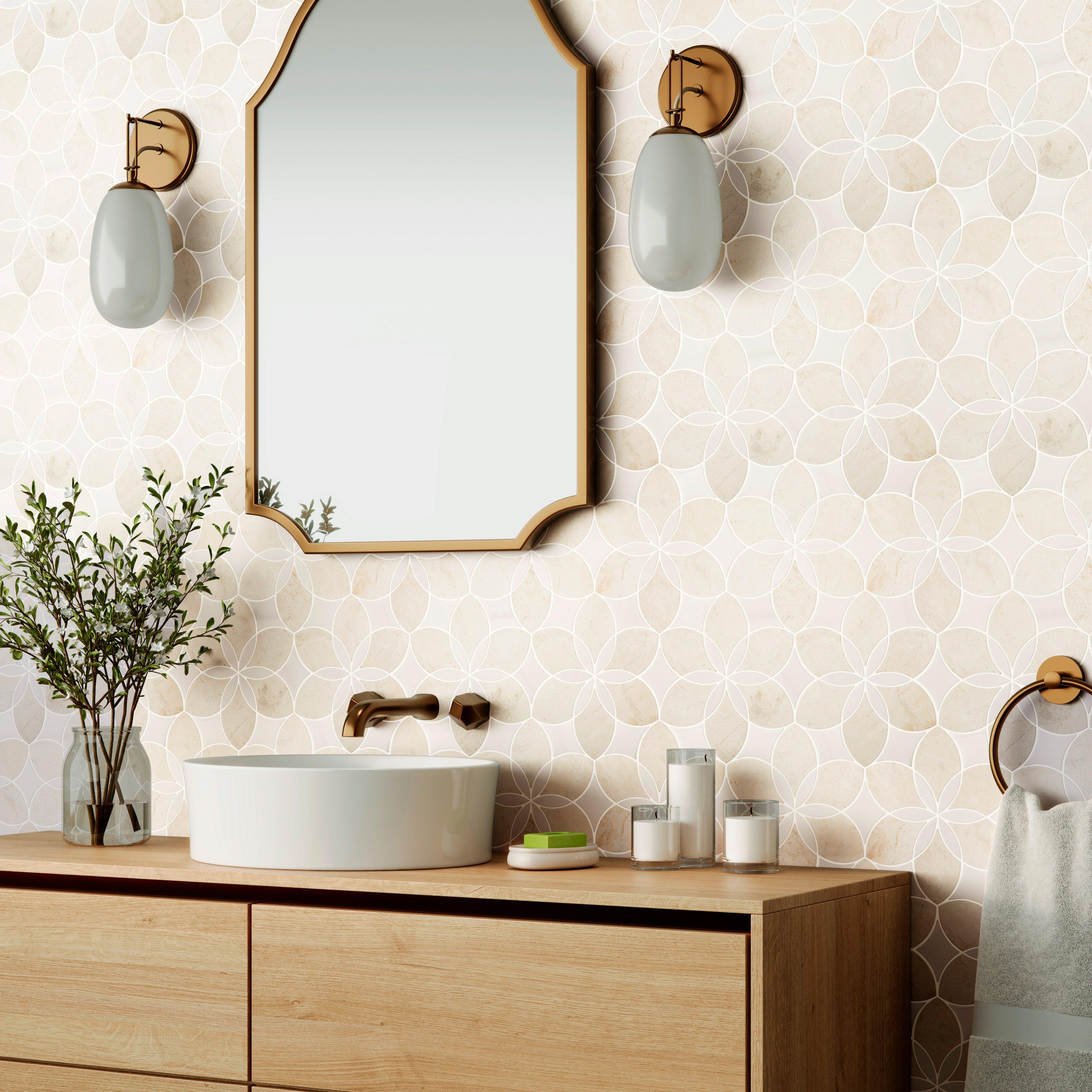 Marbella Terra Nuova Dolomite Waterjet Honed Marble Mosaic