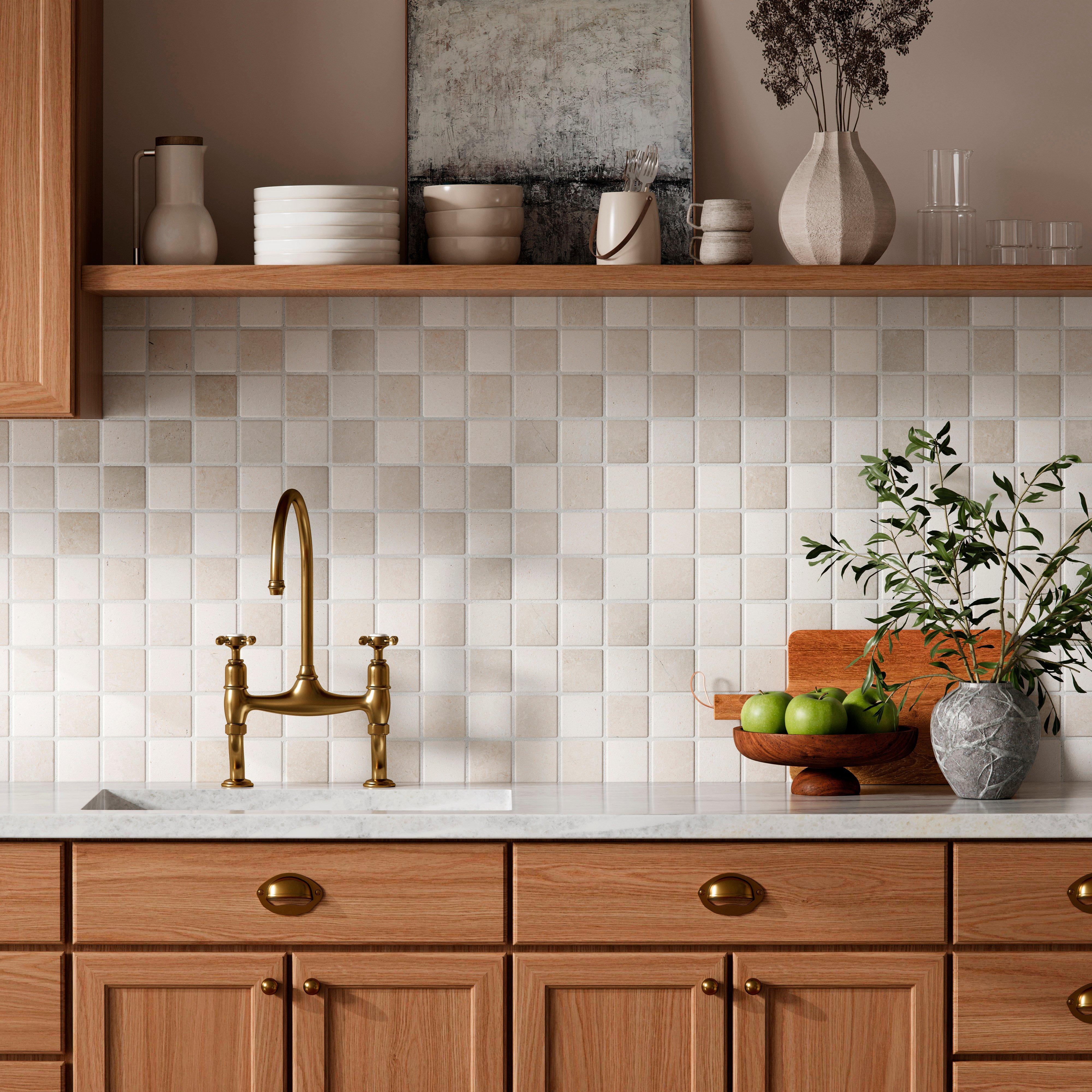 Lino Antico Tumbled Checkerboard Mosaic