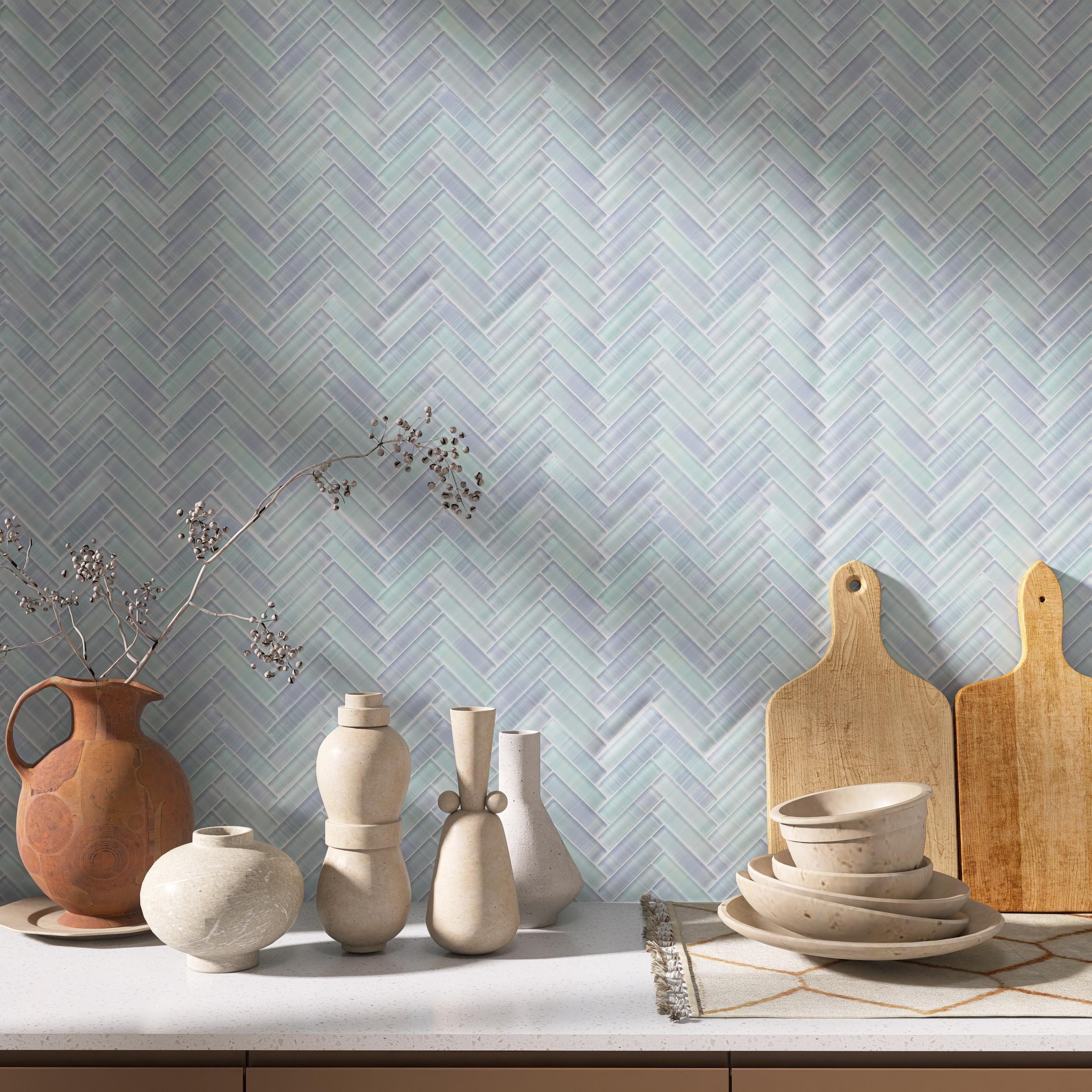 Azula Herringbone Glass Mosaic