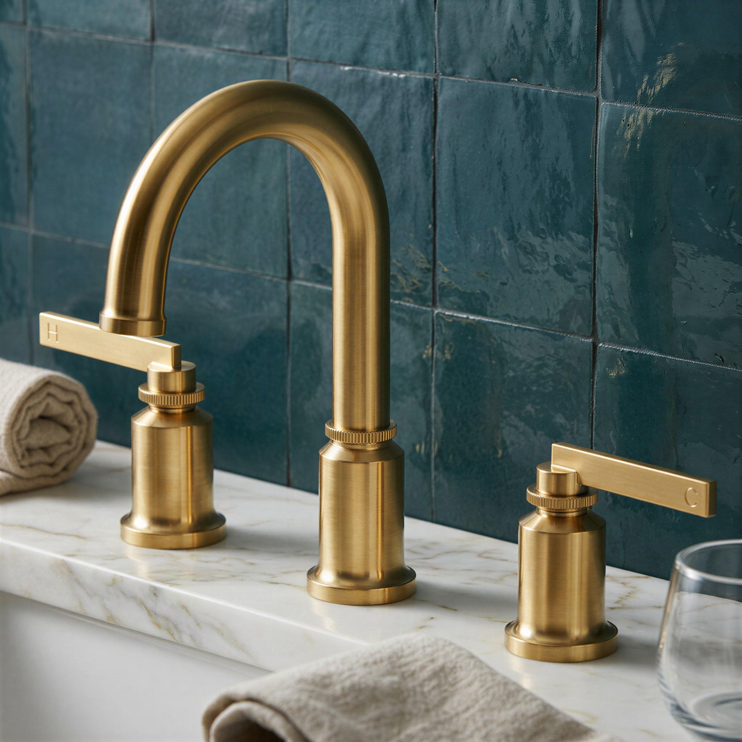 Adel 8 in. Widespread Brushed Gold Bath Faucet