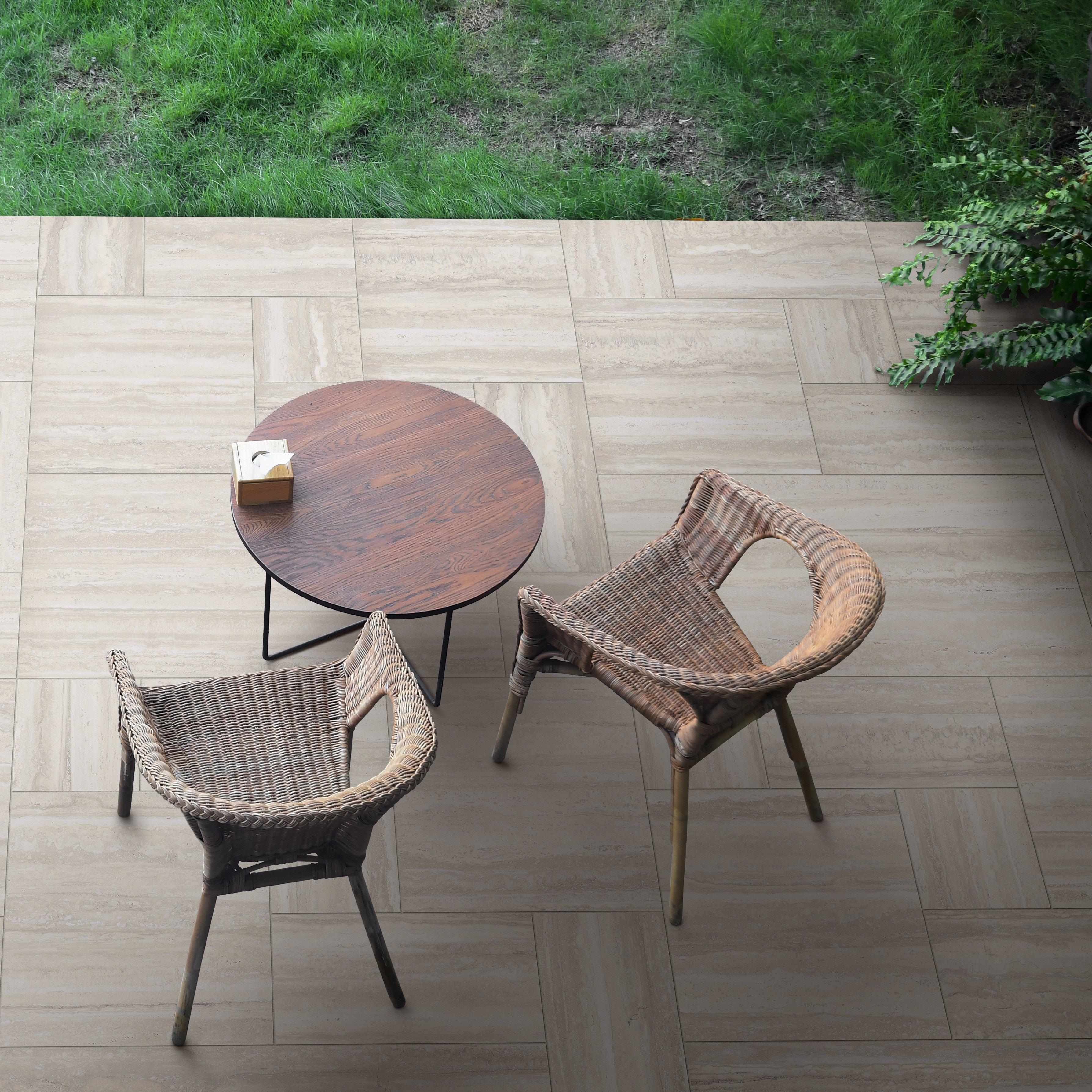 Montara Pearl White 24 x 24 Matte Travertine Look Porcelain Paver