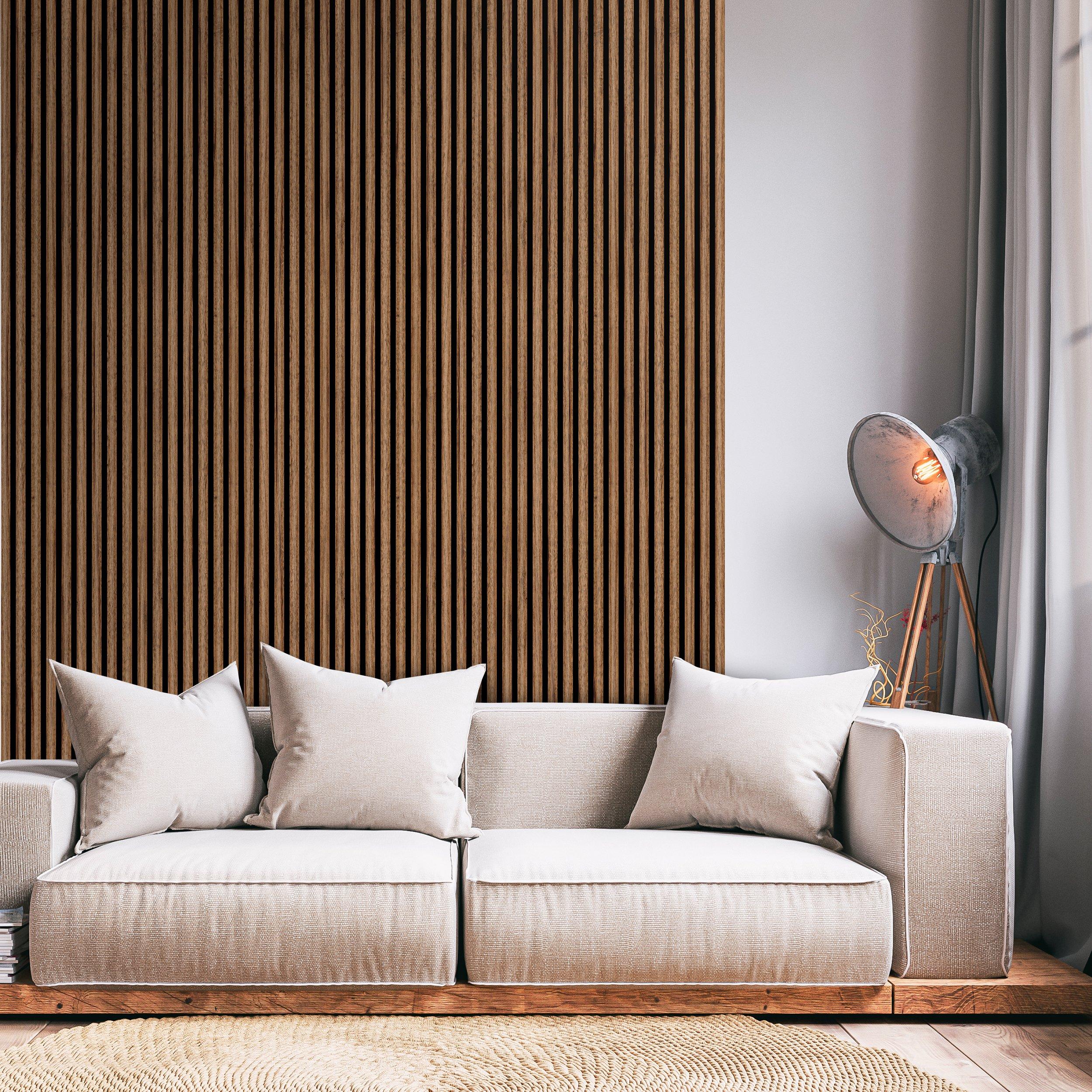 Concave Chestnut Hickory Wood Wall Acoustic Panel