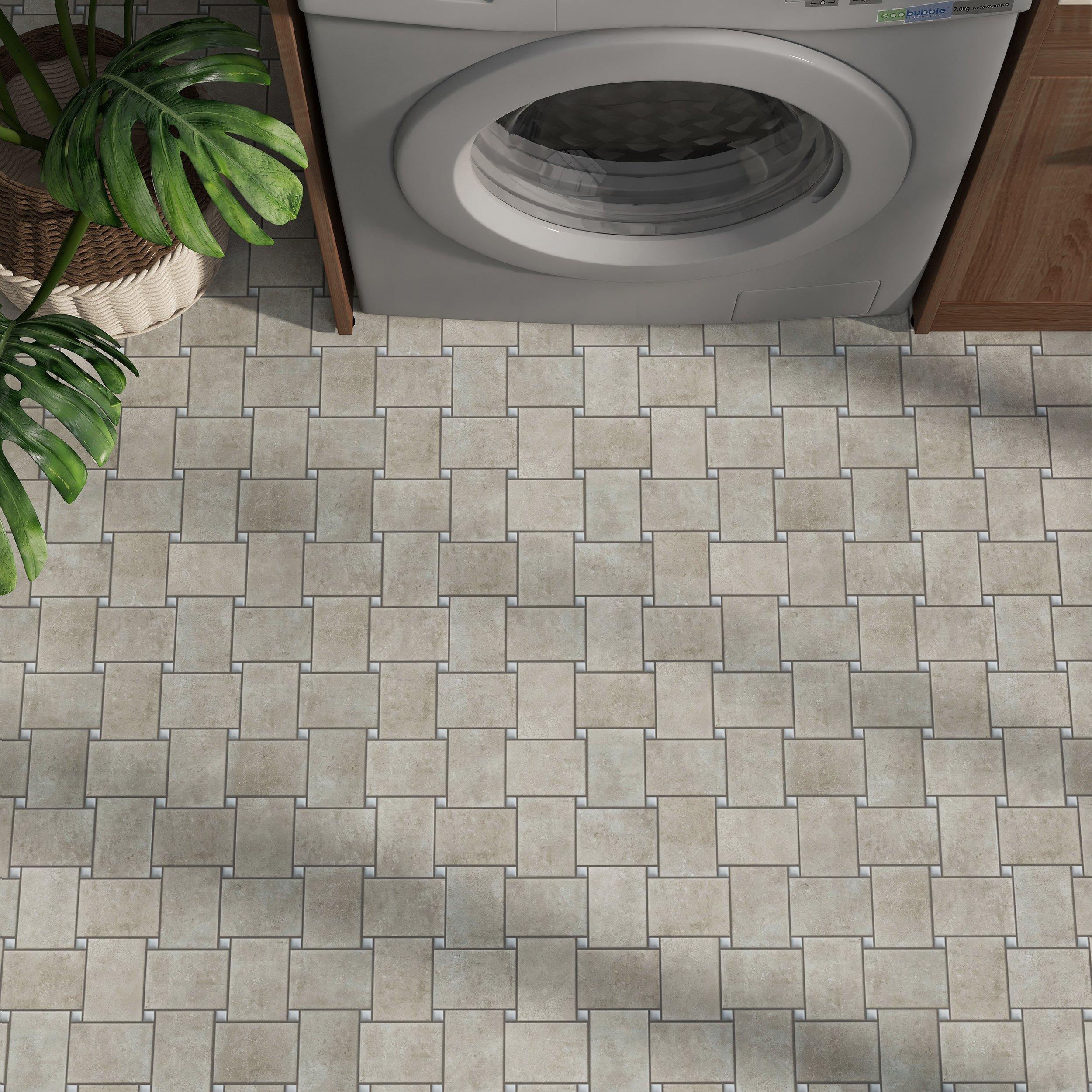 Limewash Oversized Basketweave Porcelain Mosaic