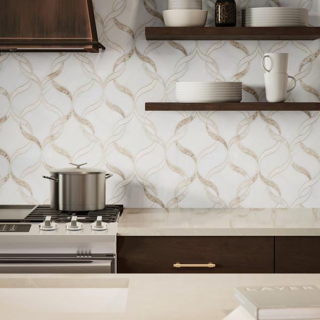 Mid-century modern marble backsplash