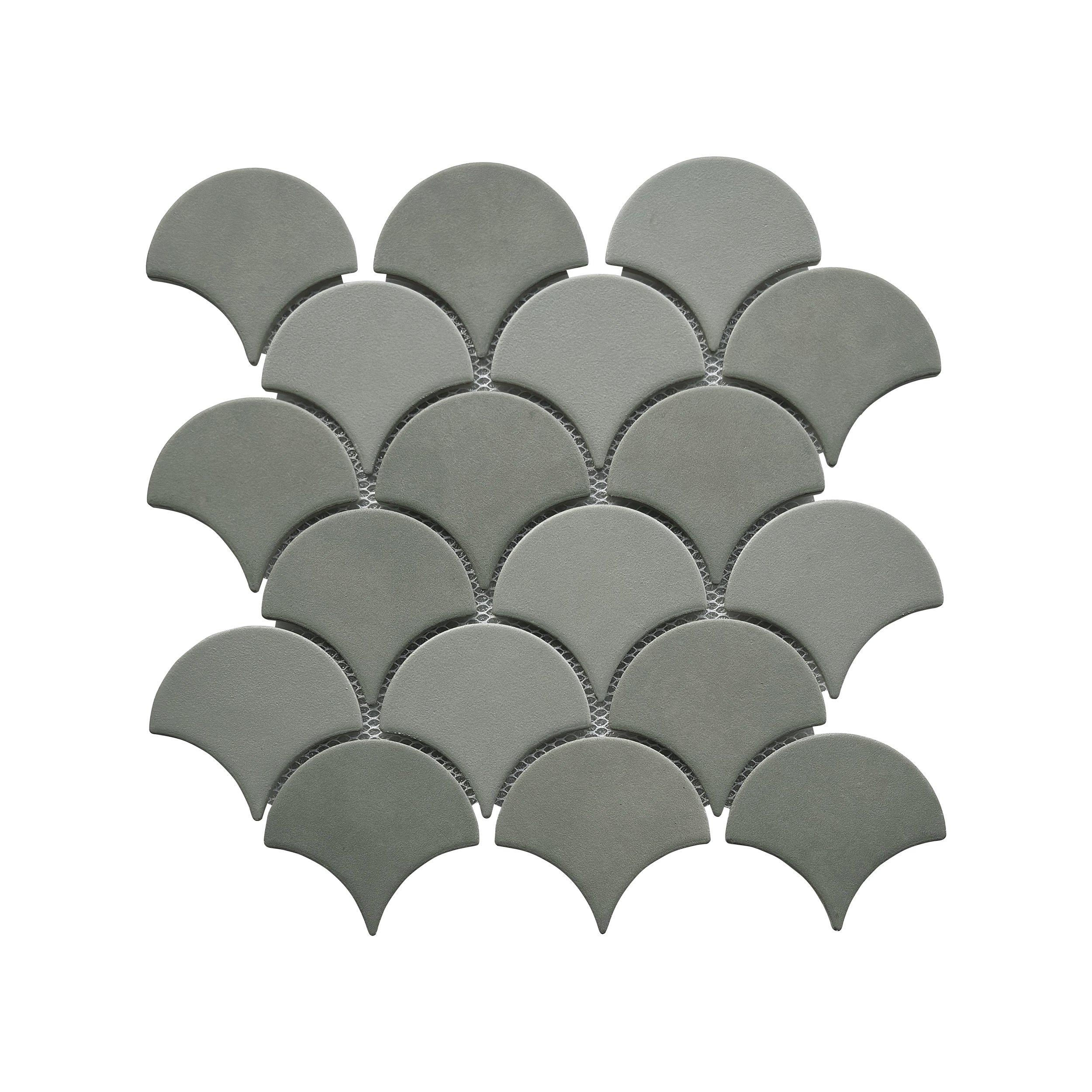 Herbal Sage Fan Matte Porcelain Mosaic