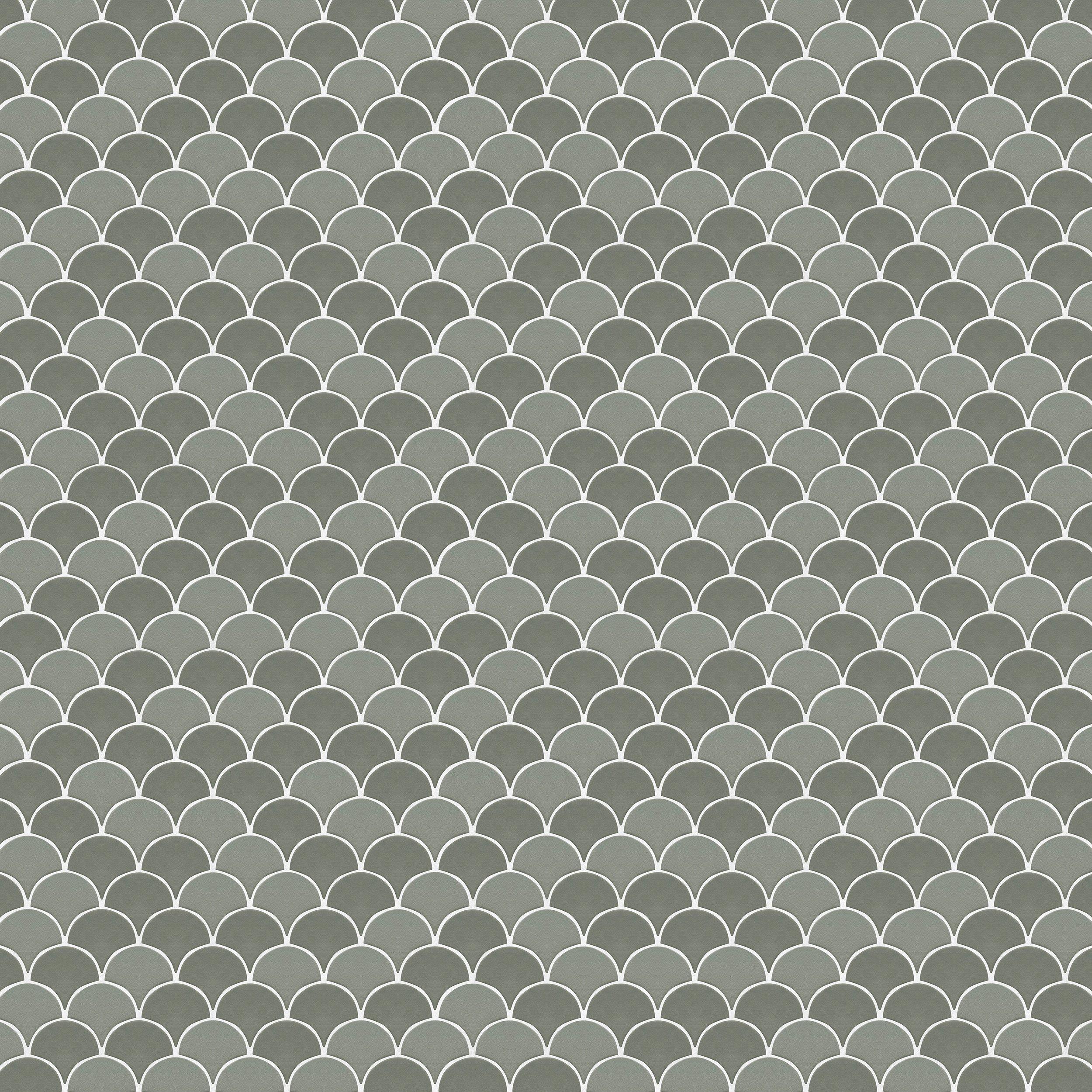 Herbal Sage Fan Matte Porcelain Mosaic